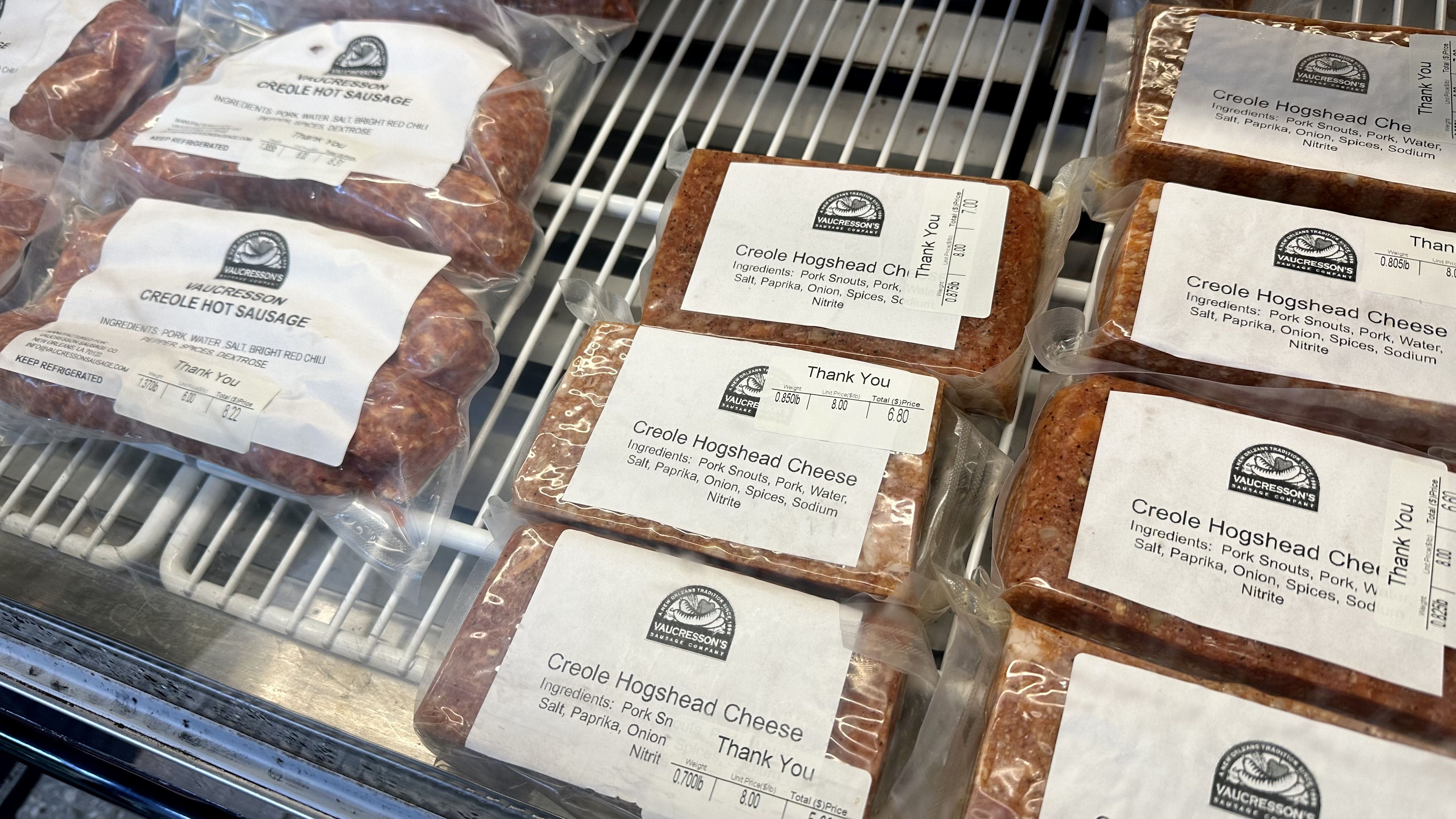 Photo shows hogshead cheese at Vaucresson's