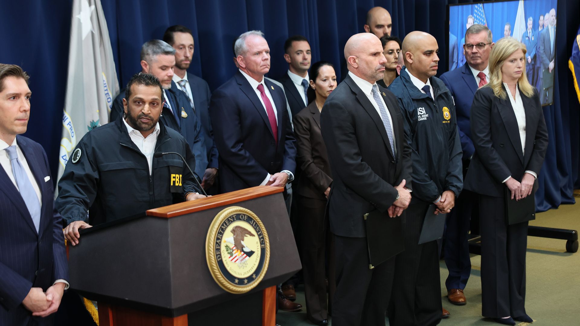 FBI Director Kash Patel speaks during a press conference to announce charges against current and former NBA players. 