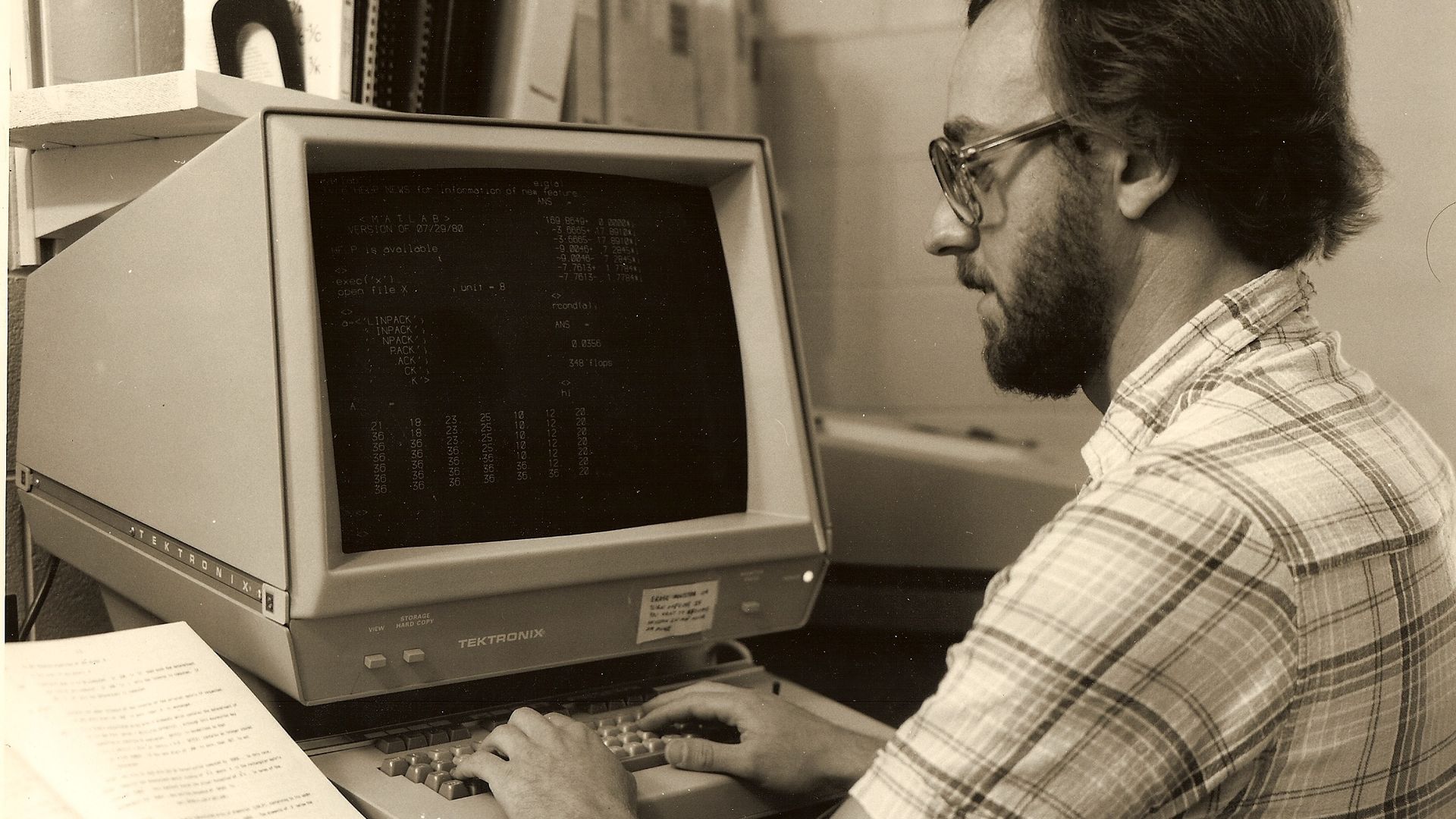 Jack Dongarra, in 1980 at Argonne National Lab, with a Tektronix 4081 Workstation