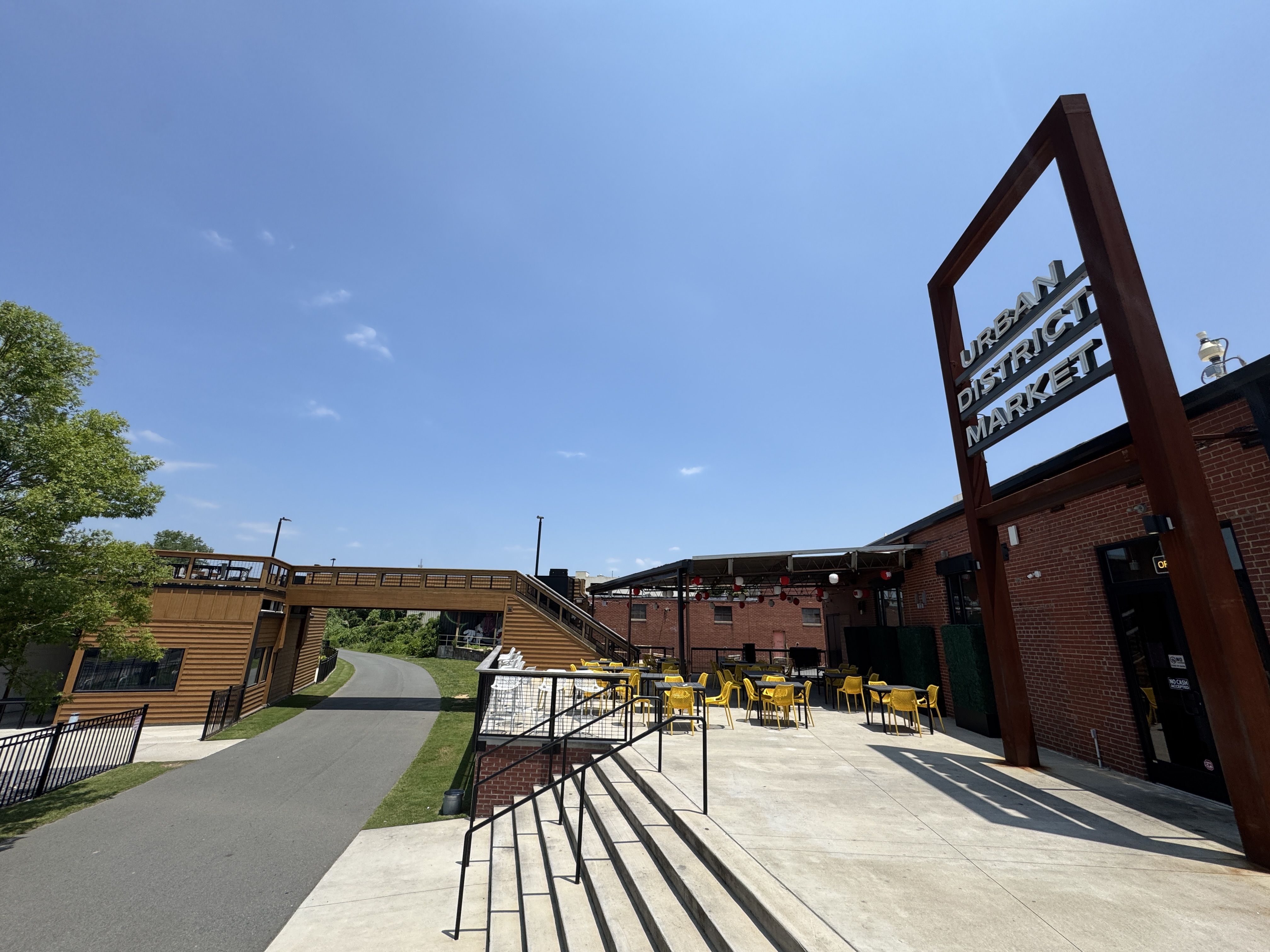 outisde food hall with patio