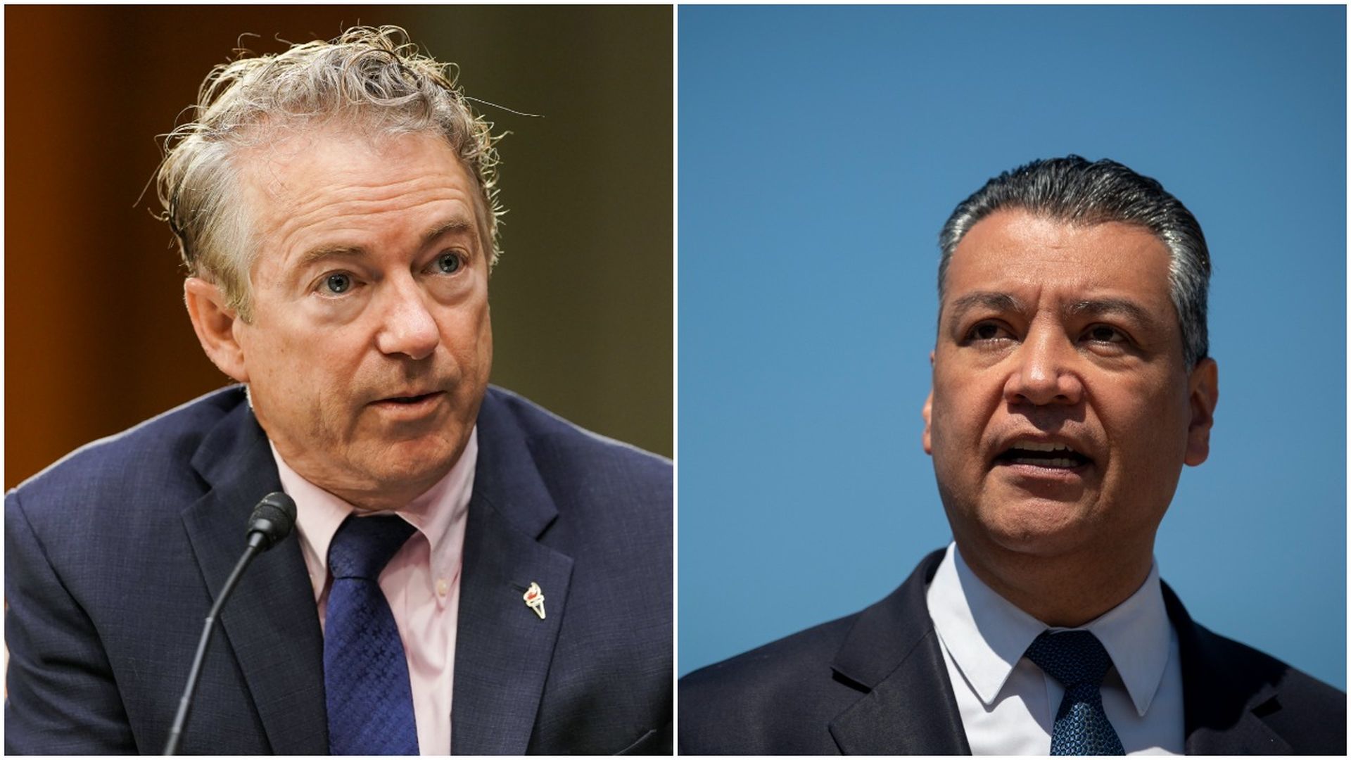 Photo of Rand Paul on the left and Alex Padilla on the right