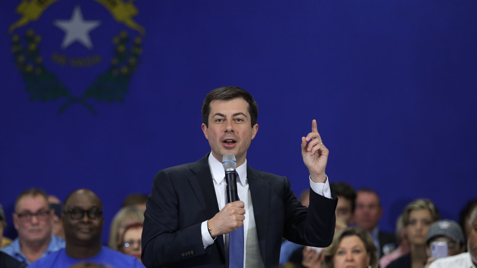 Democratic presidential candidate former South Bend, Indiana Mayor Pete Buttigieg speaks during a campaign town hall event at Durango Hills Community Center February 18, 2020 in Las Vegas