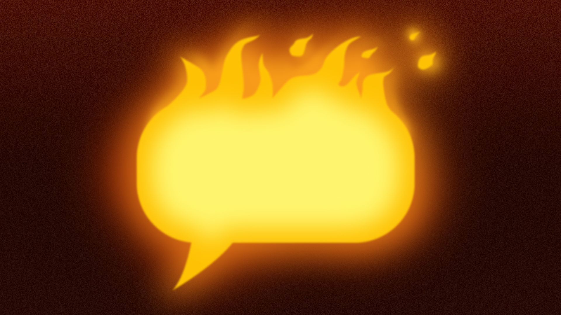 Illustration of a speech bubble made out of fire