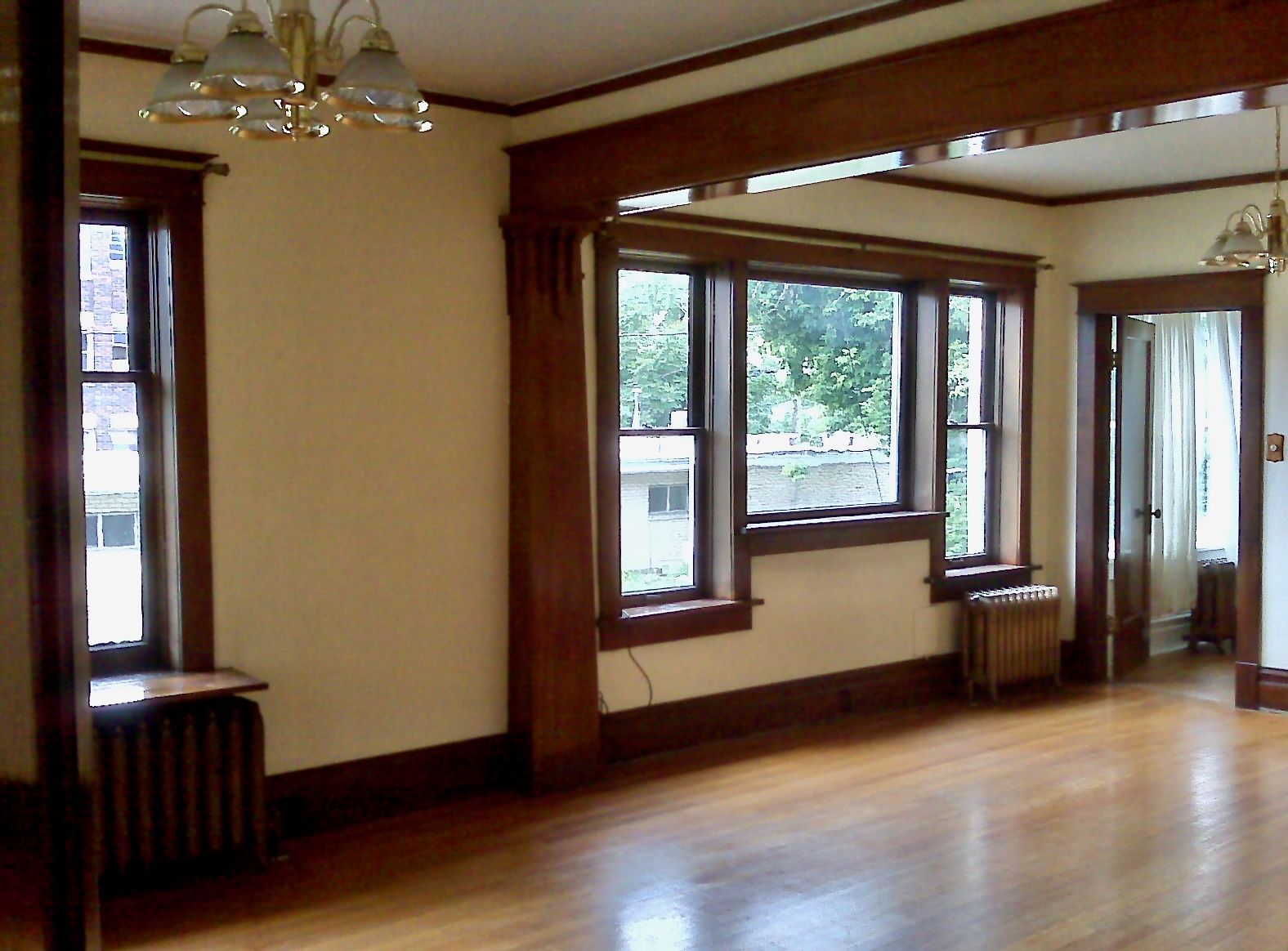 Pretty woodwork in an old SLC apartment. Photo: Erin Alberty/Axios