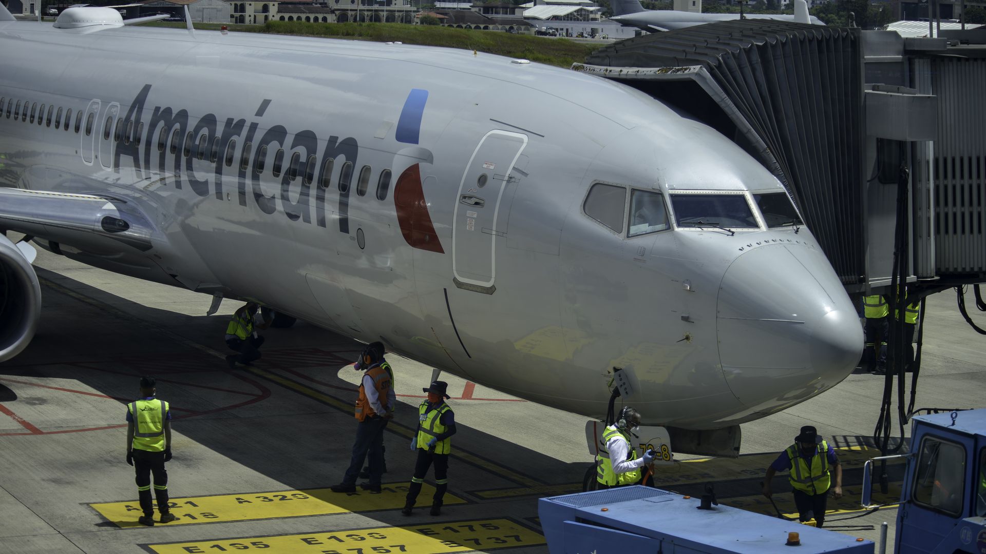 An American Airlines plane. 