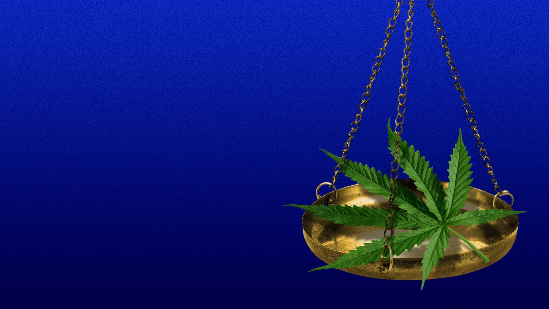 Illustration of a marijuana leaf on a scale