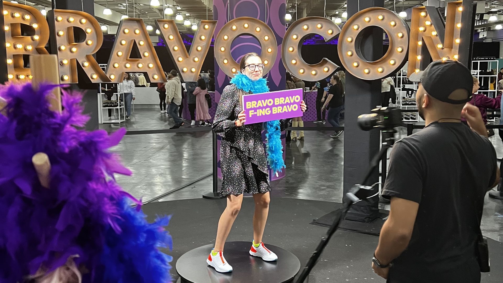 Kerry Flynn posing for a 180-degree slow-mo video at BravoCon in New York City on October 15, 2022.