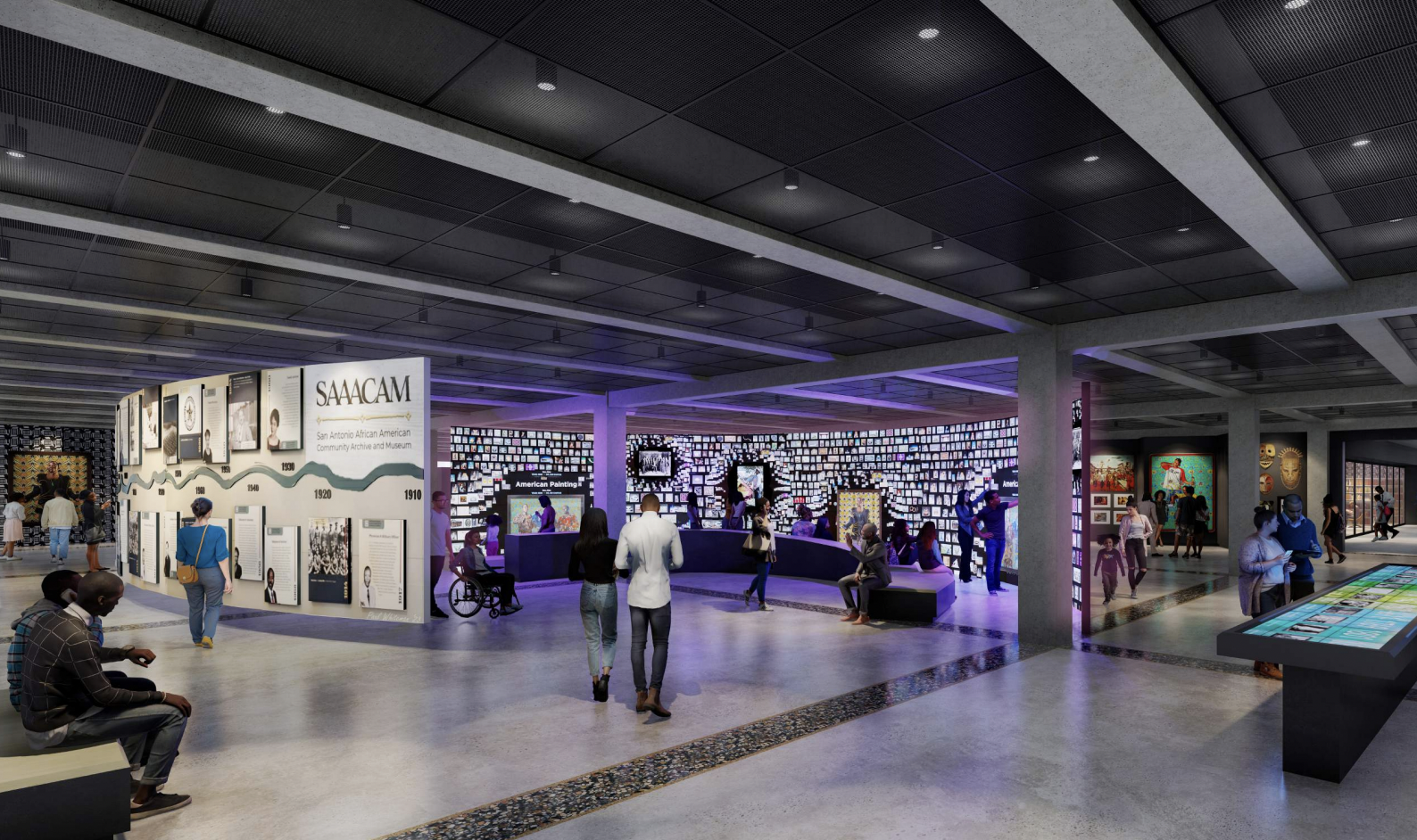 A rendering shows the inside of a planned Black history museum in downtown San Antonio.