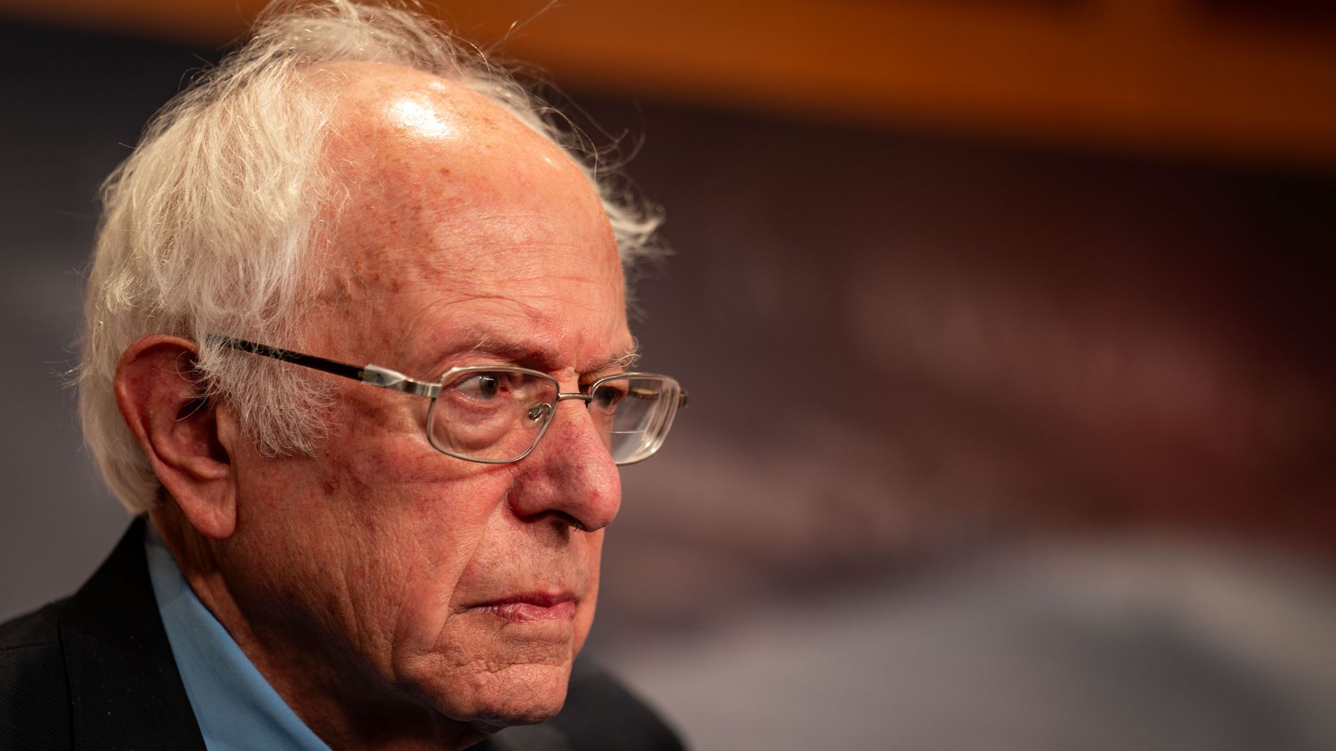 Up-close image of Sen. Bernie Sanders