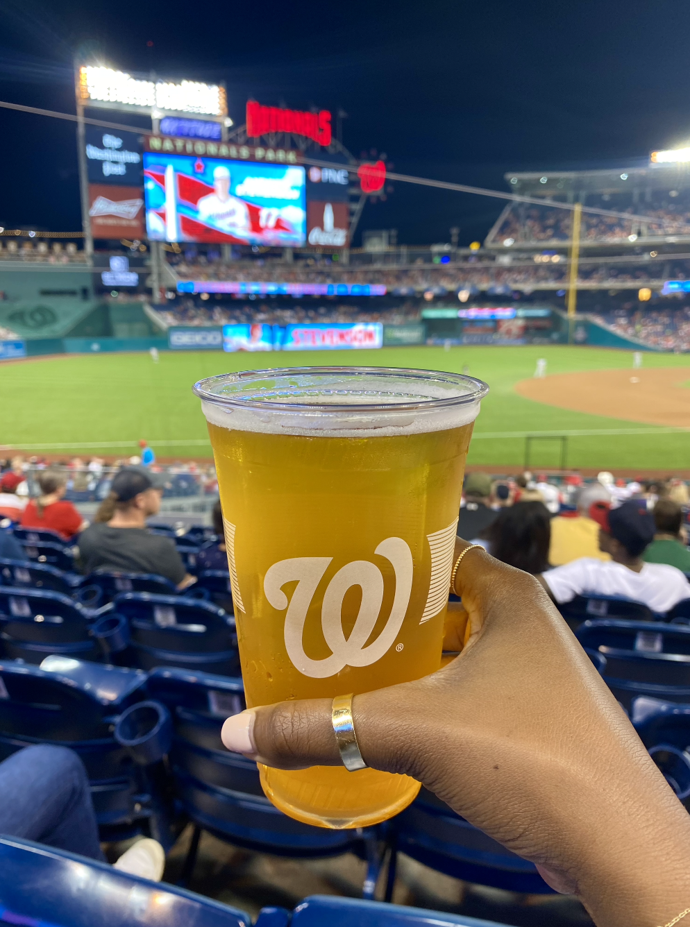 A large beer at National's Park.