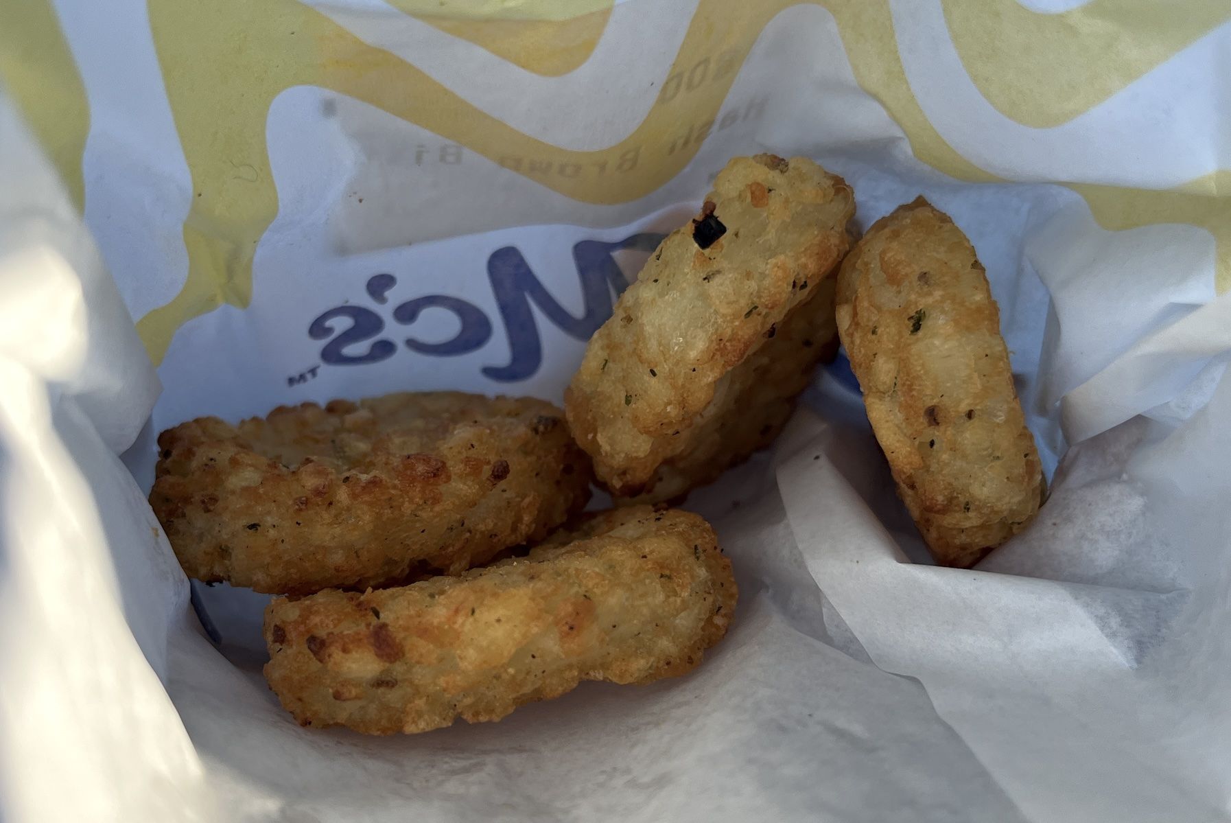 Four hash brown bites.