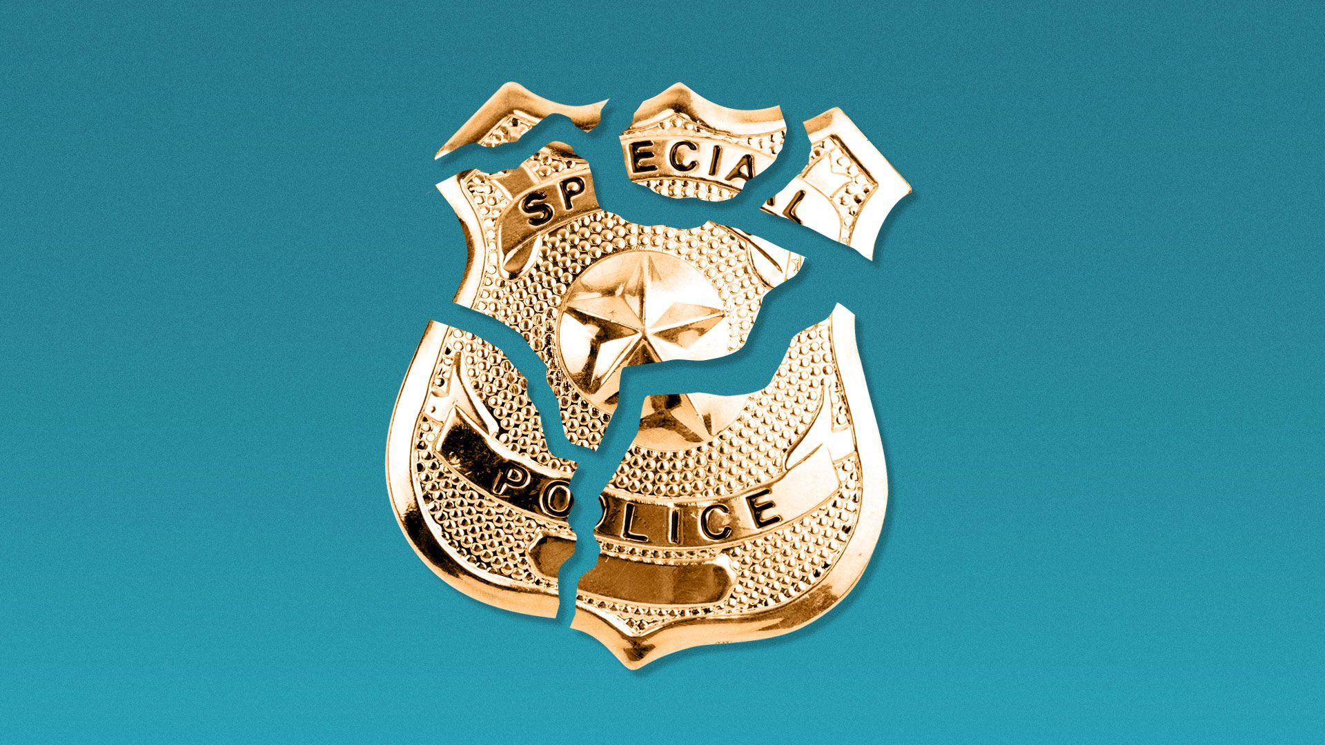 Illustration of a cracked and broken police badge