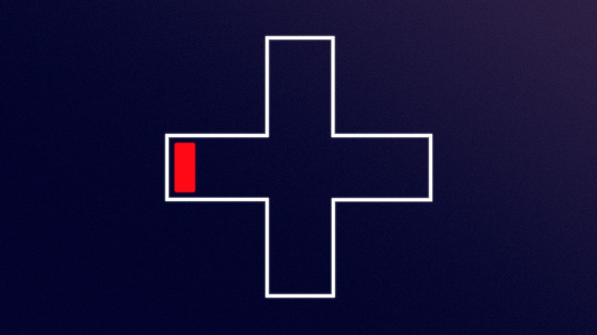 Illustration of a red cross as a low battery icon