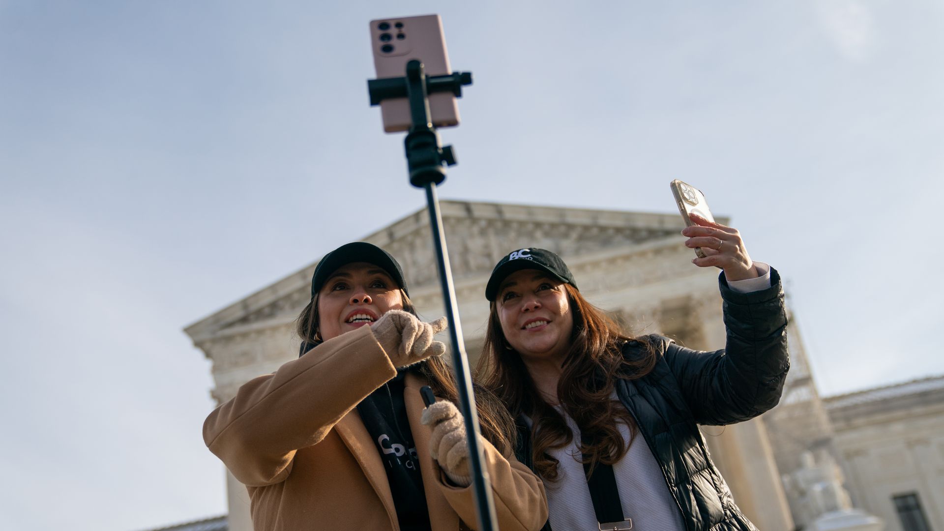 WASHINGTON,DC - JANUARY 10: Content creators outside the Supreme Court ahead of arguments on social media app TikTok in Washington, DC, January 10, 2025. (Photo by Allison Robbert for The Washington Post via Getty Images)