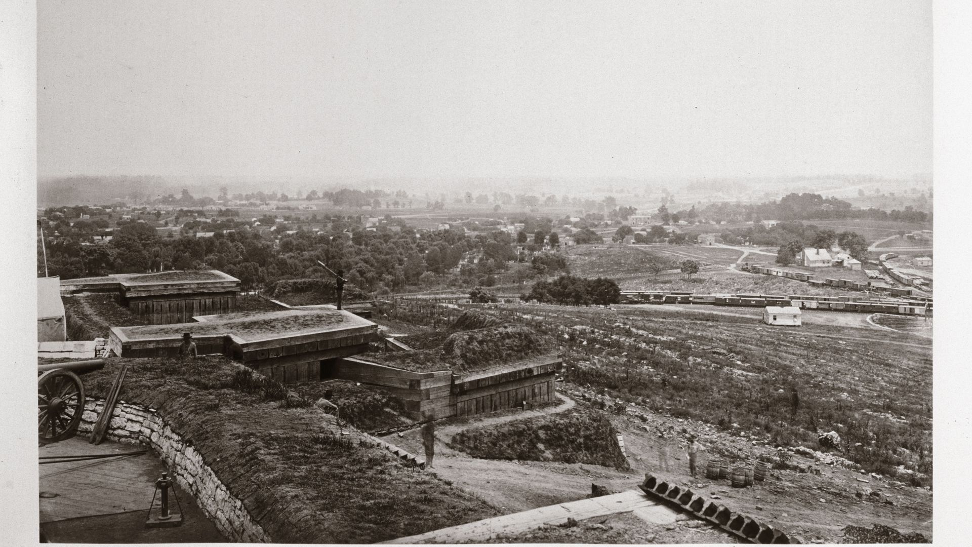 A view of Fort Negley and surrounding area in 1864