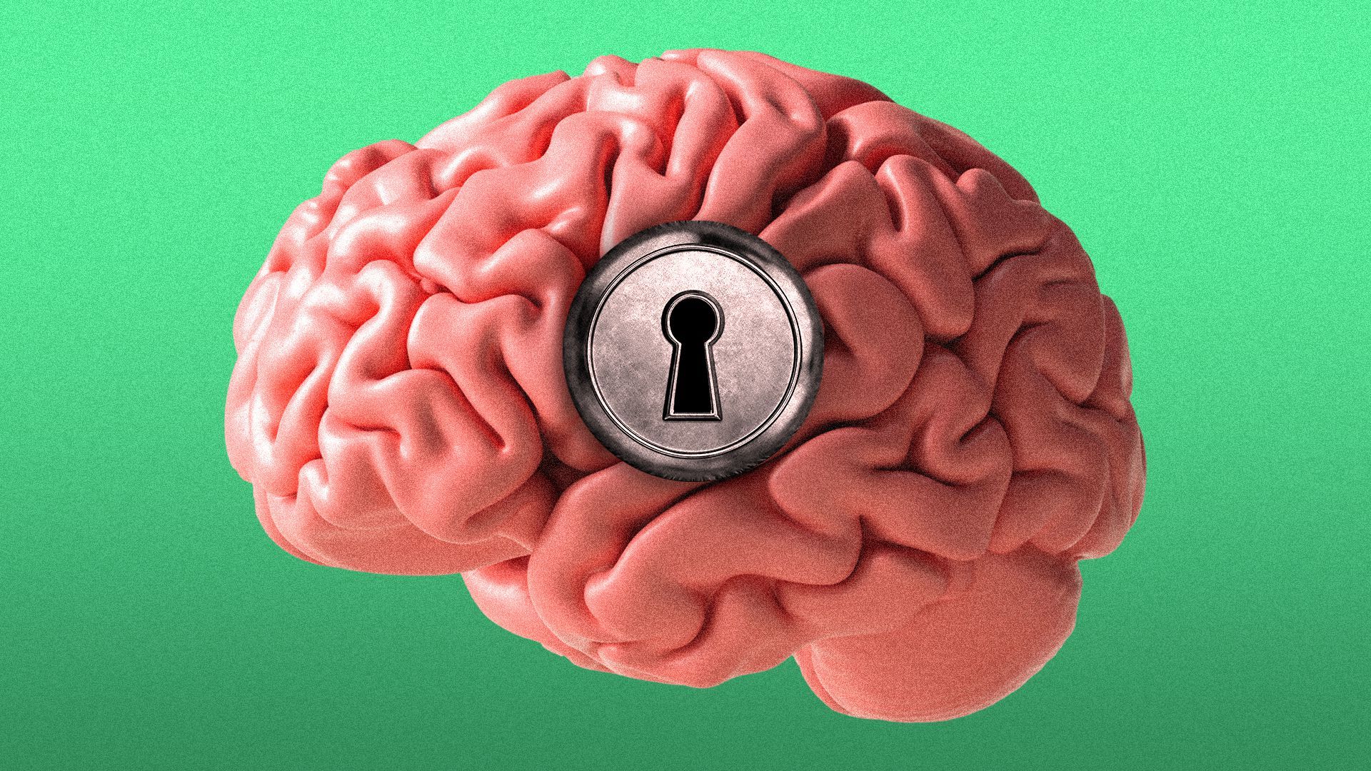 Illustration of a brain with a keyhole.