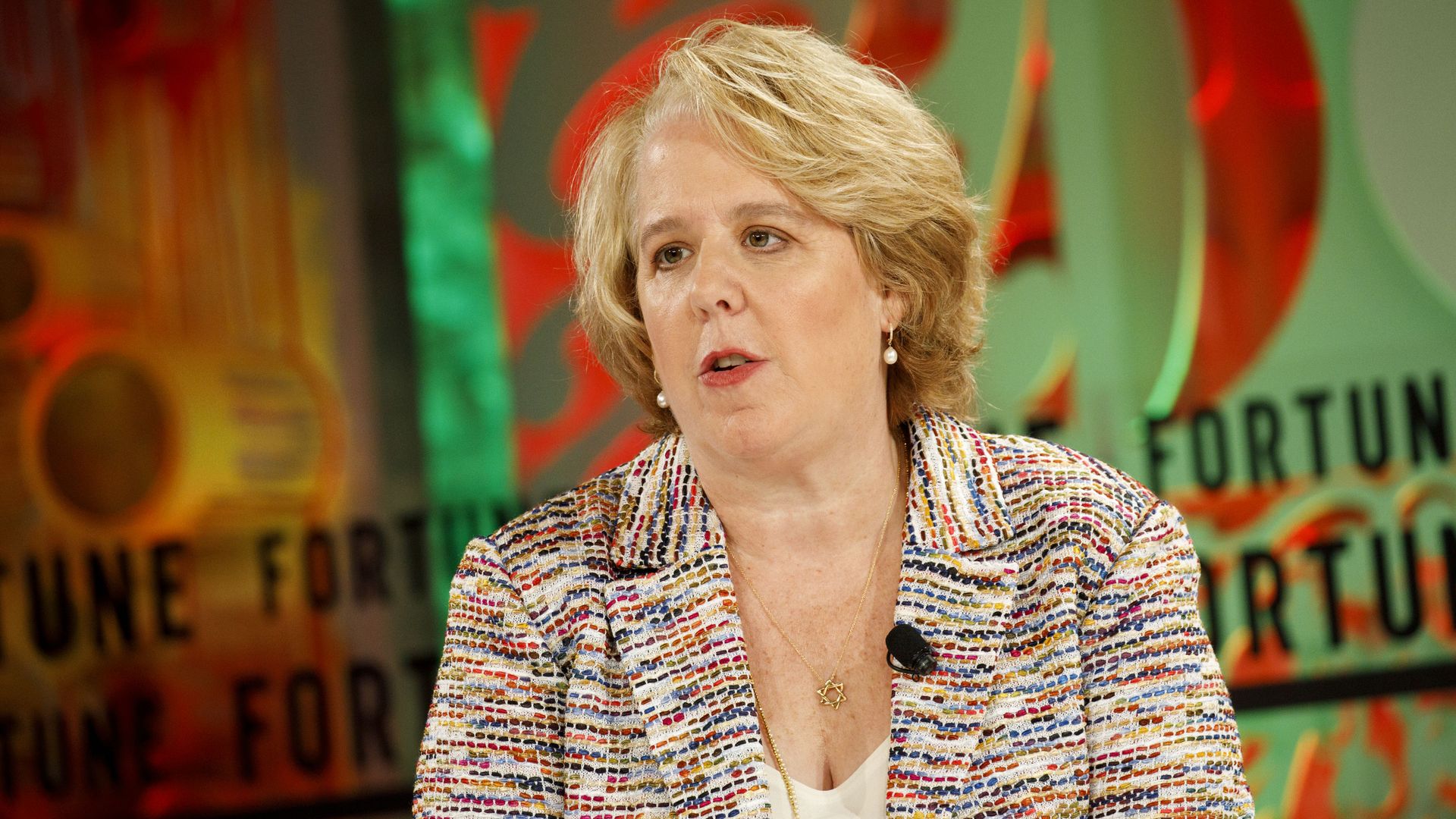 Roberta Kaplan speaking during a conference in Dana Point, California, in October 2018.