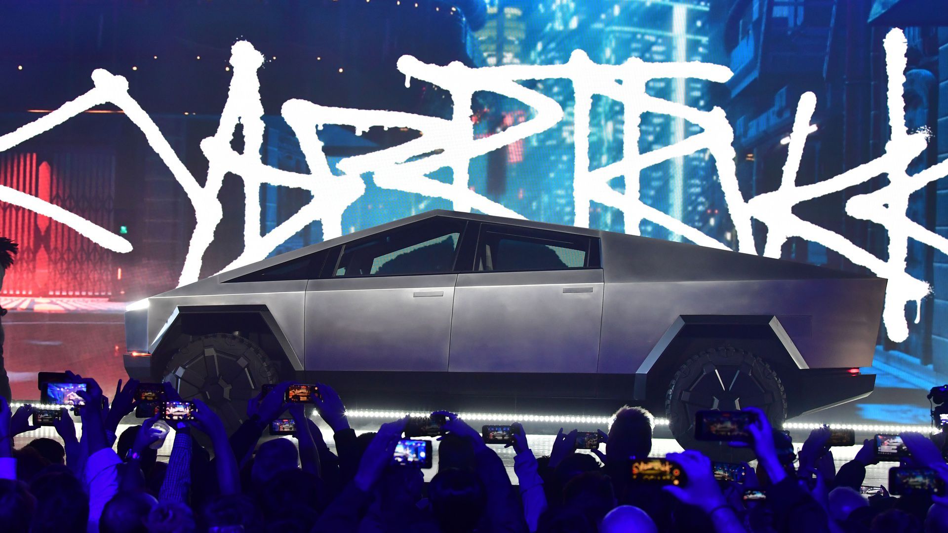 Tesla debuts the Cybertruck in Hawthorne, Calif., on Nov. 21, 2019. Photo: Frederic J. Brown/AFP via Getty Images