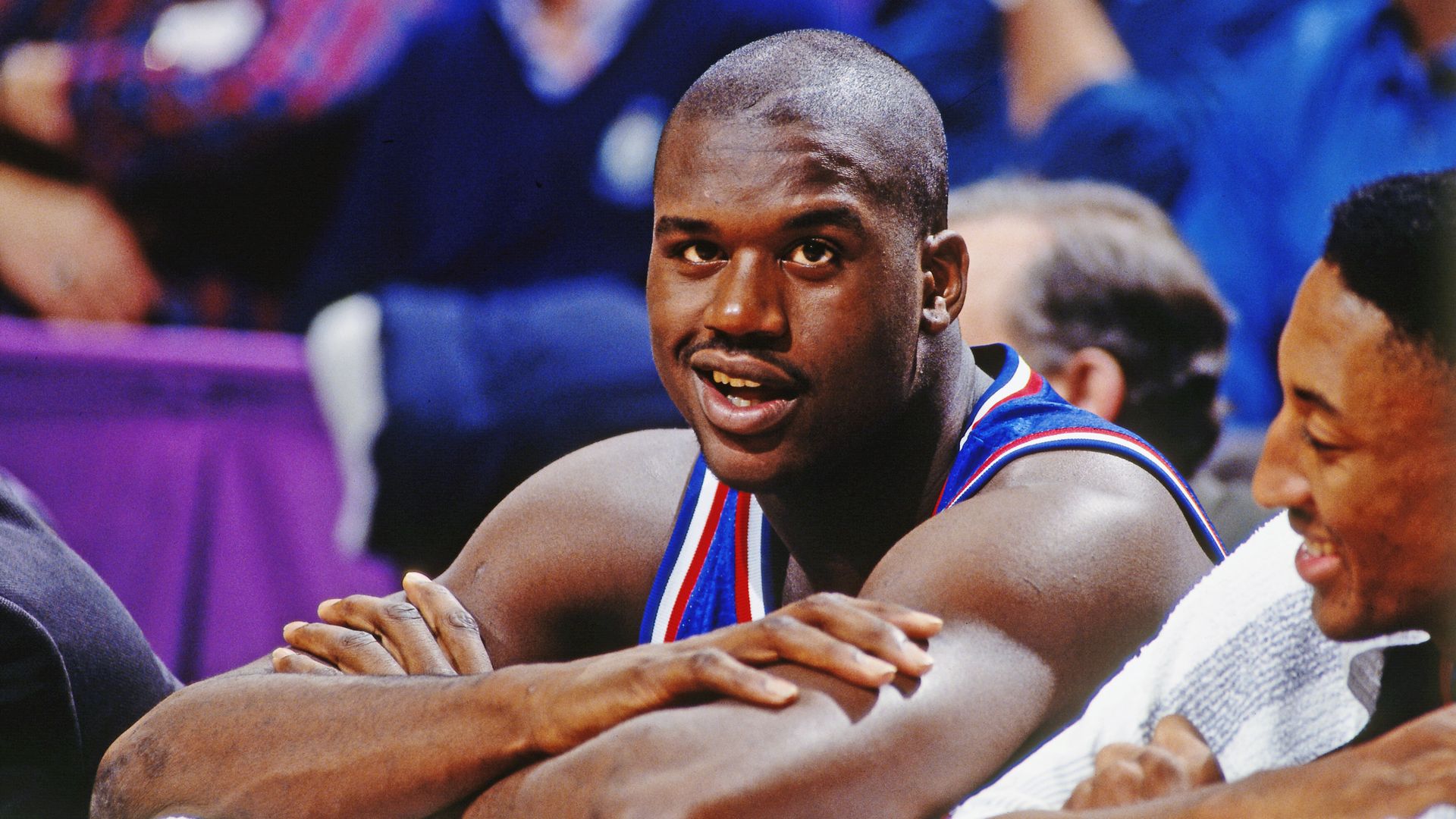 Shaquille O'Neal with his arms crossed in this 1993 photo.