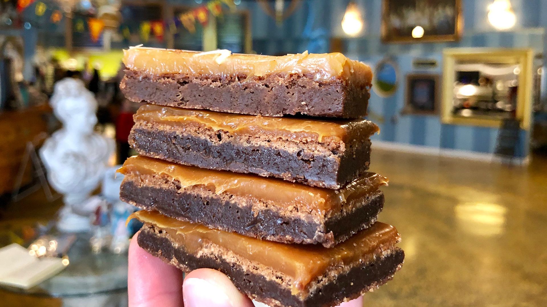 salted caramel brownies from Amelie's in CHarlotte North Carolina