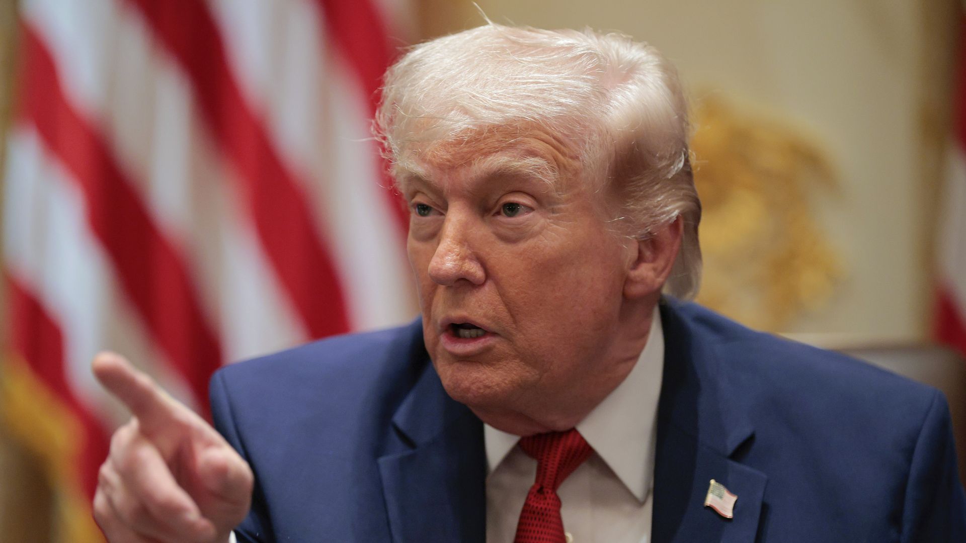 President Donald Trump speaks at a Cabinet meeting in the White House Cabinet Room in Washington, D.C., on March 26, 2026.