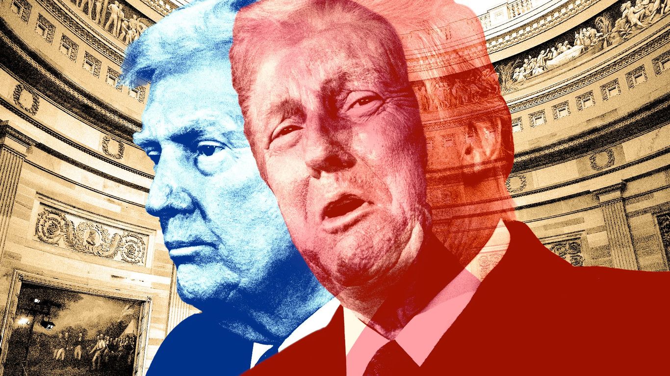 Contrasting speeches show the two Trumps now leading the U.S.