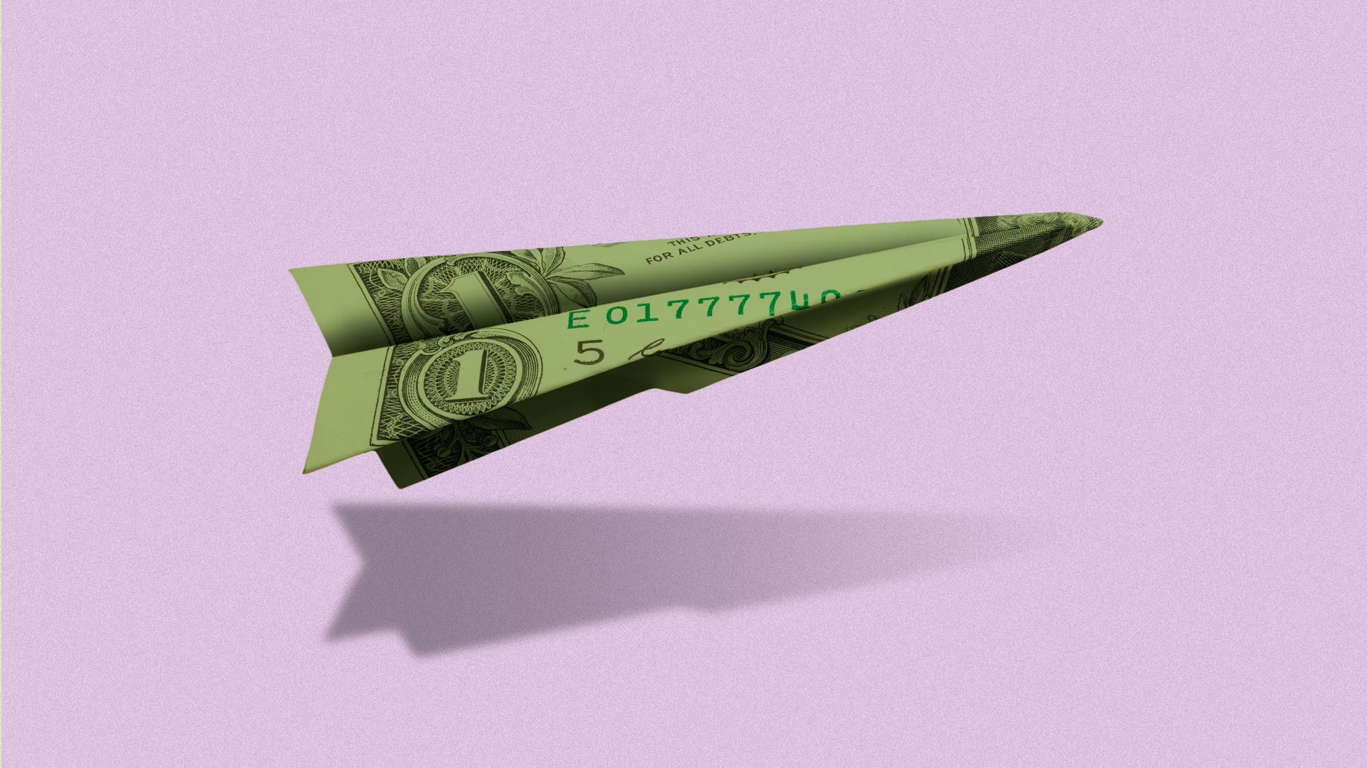 Illustration of an origami airplane/rocket made from paper money. 
