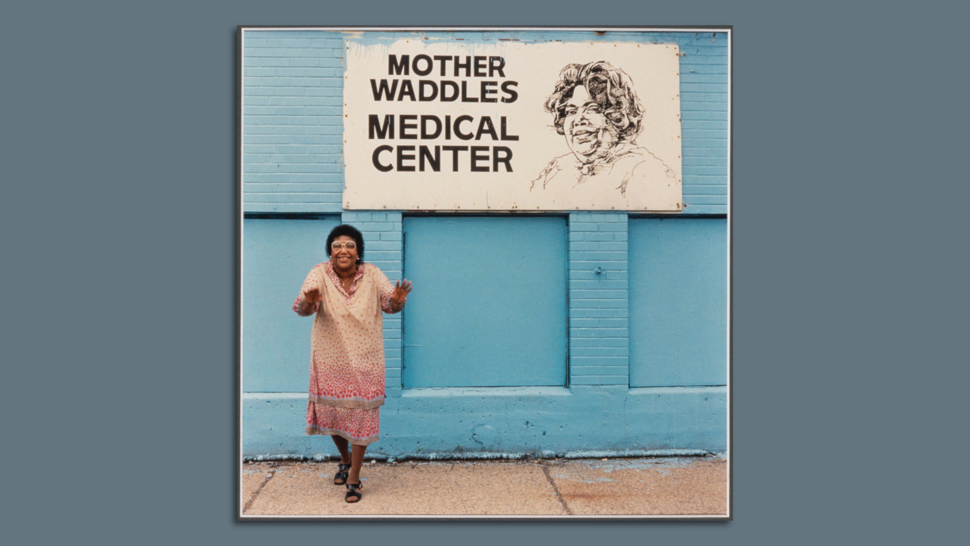 Rev. Charleszetta "Mother" Waddles outside of the Mother Waddles Perpetual Mission. 