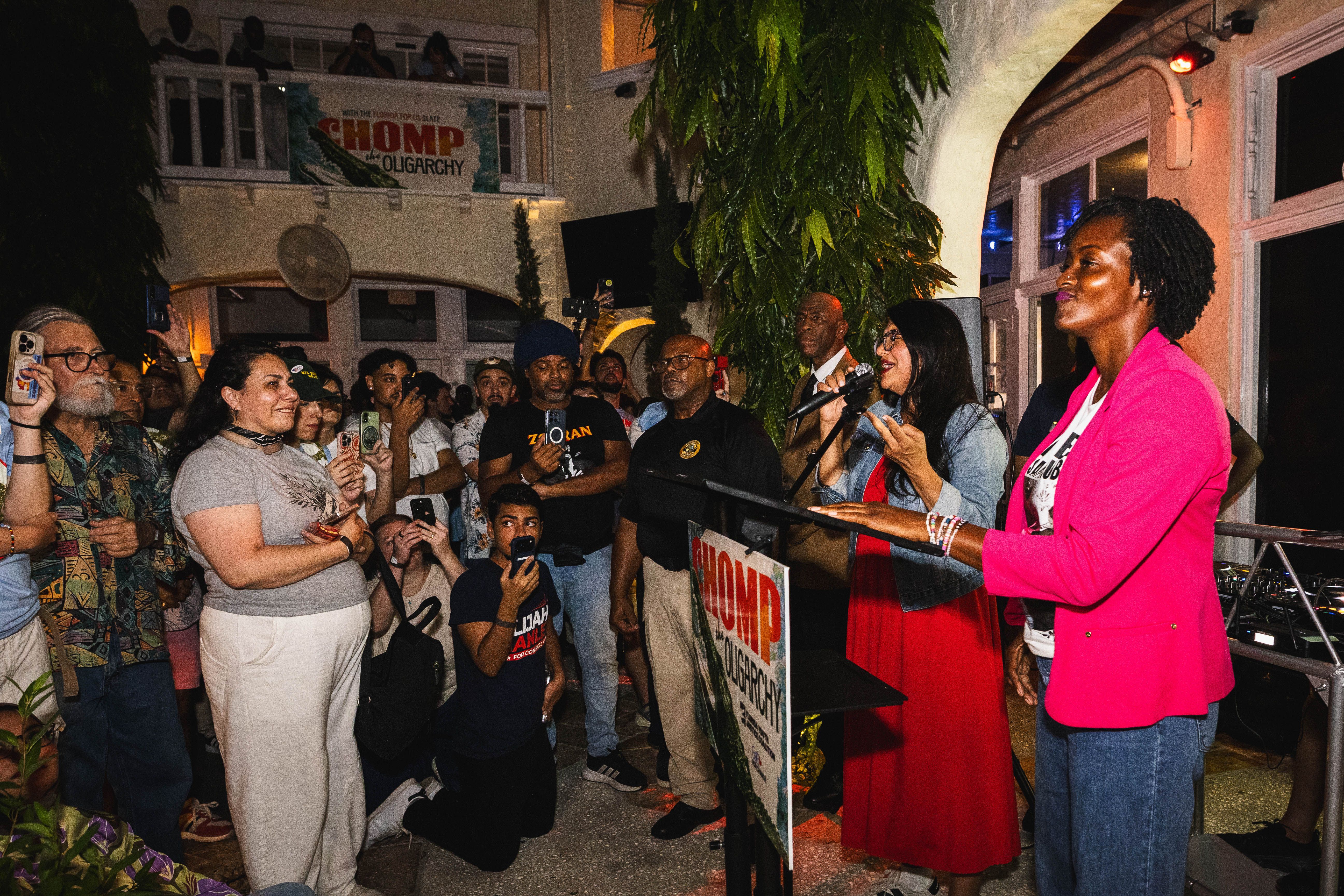 Florida Democratic Senate candidate Angie Nixon speaks at a rally in Fort Lauderdale last week.