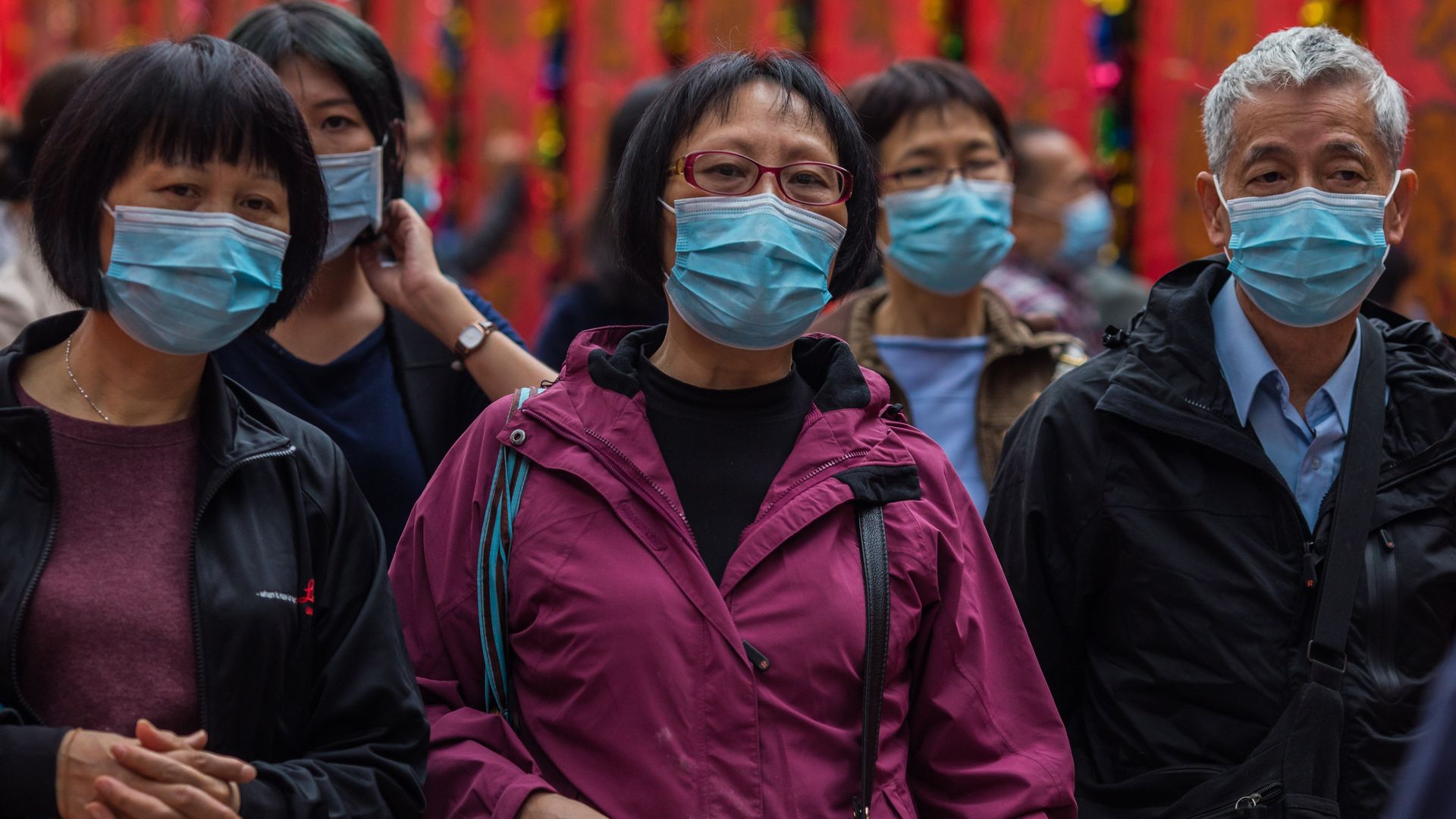 People wearing surgical masks