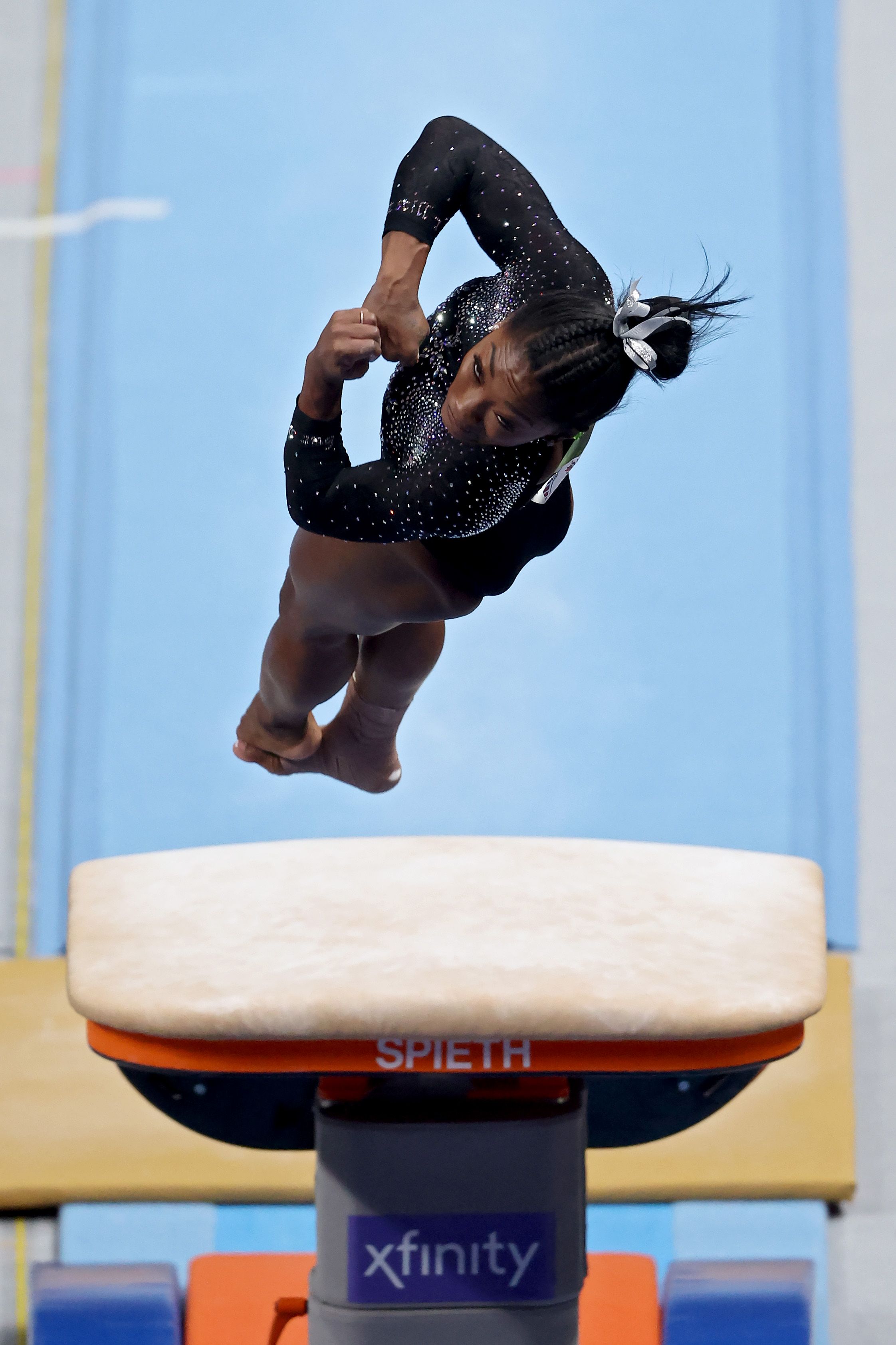 Simone Biles competes in the vault on day four of the 2023 U.S. Gymnastics Championships at SAP Center on August 27, 2023 in San Jose, California. 