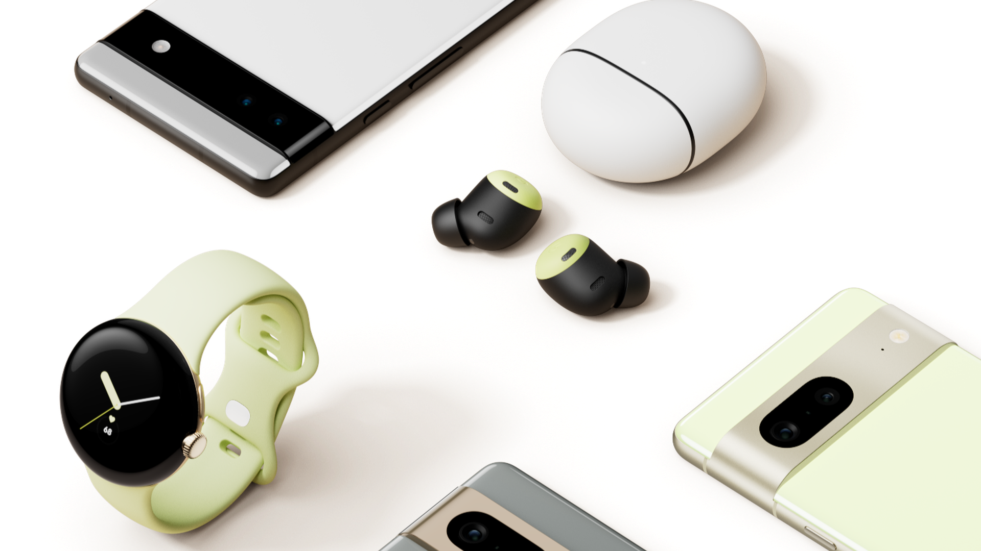 Google's Pixel hardware family, including Pixel Watch and Pixel Buds Pro