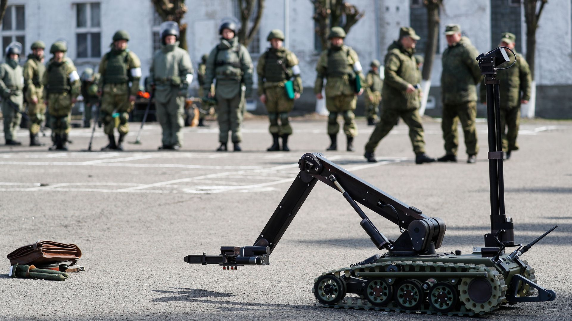 A military robot being tested