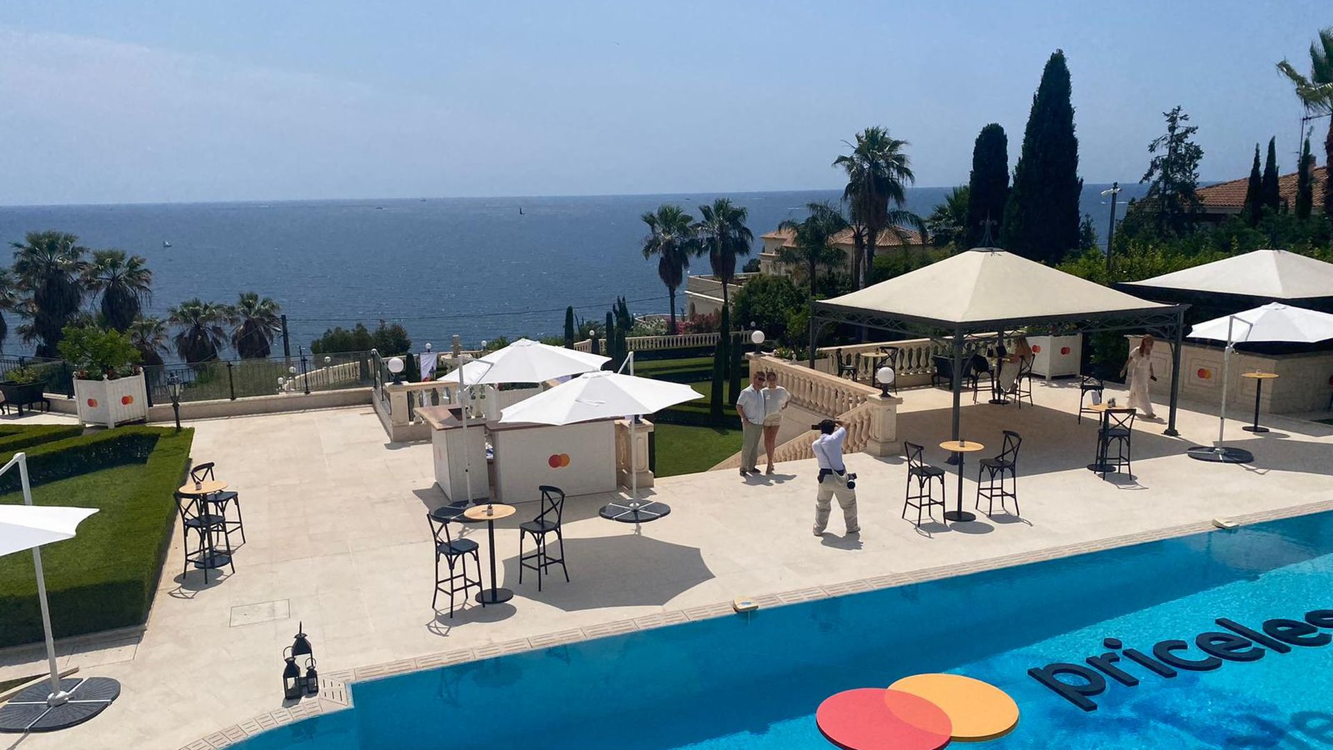 The Mastercard Villa prepares for a day of Axios programming in Vallauris, France.