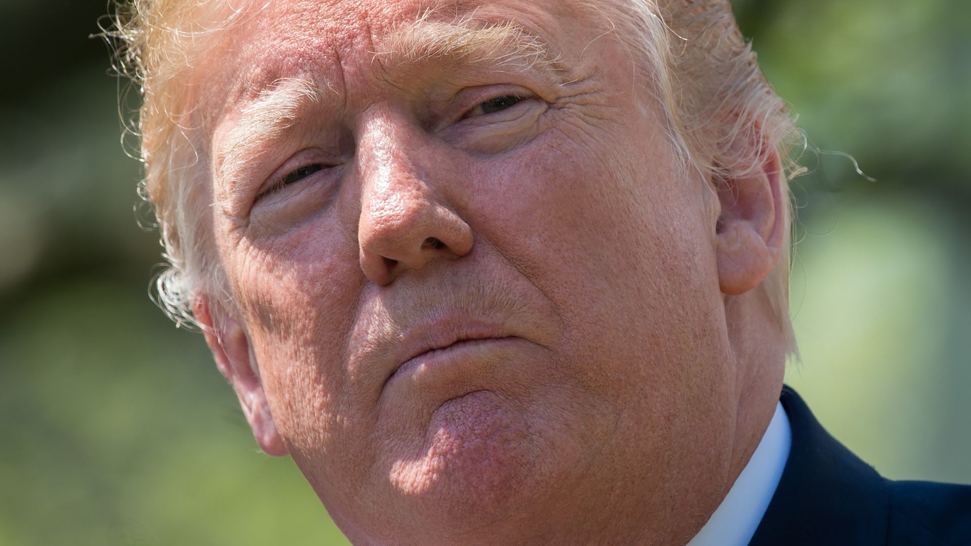 A close-up of President Trump's face.