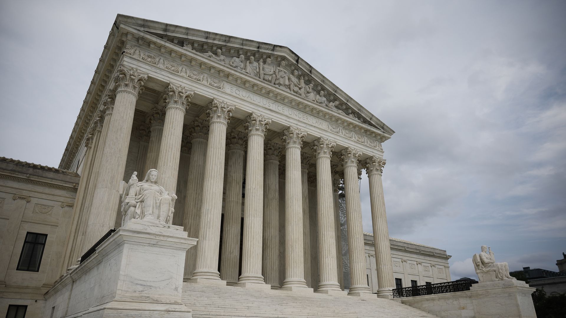 The front of the United States Supreme Court building. 