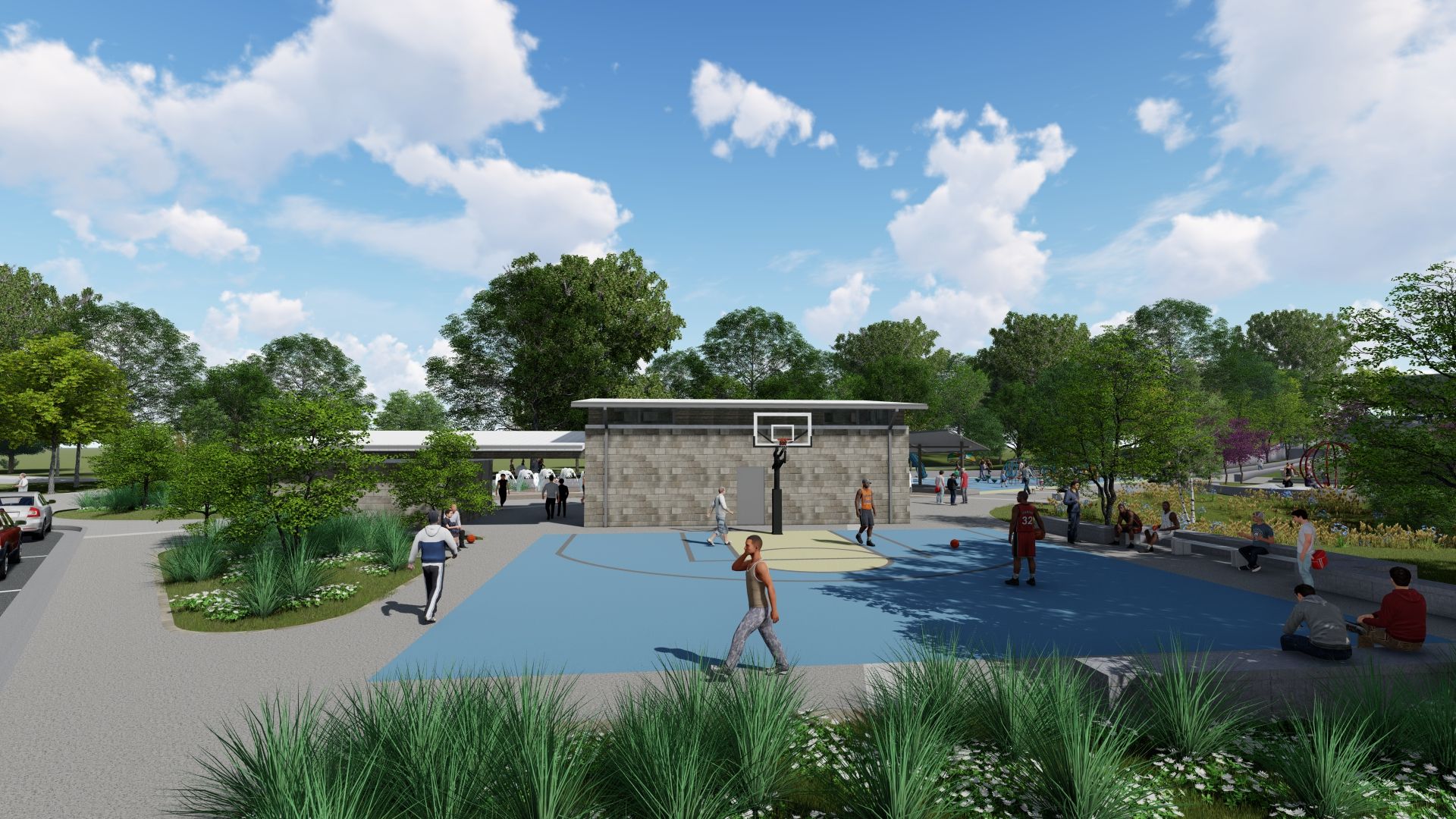 The half basketball court that will be constructed at Enota Park