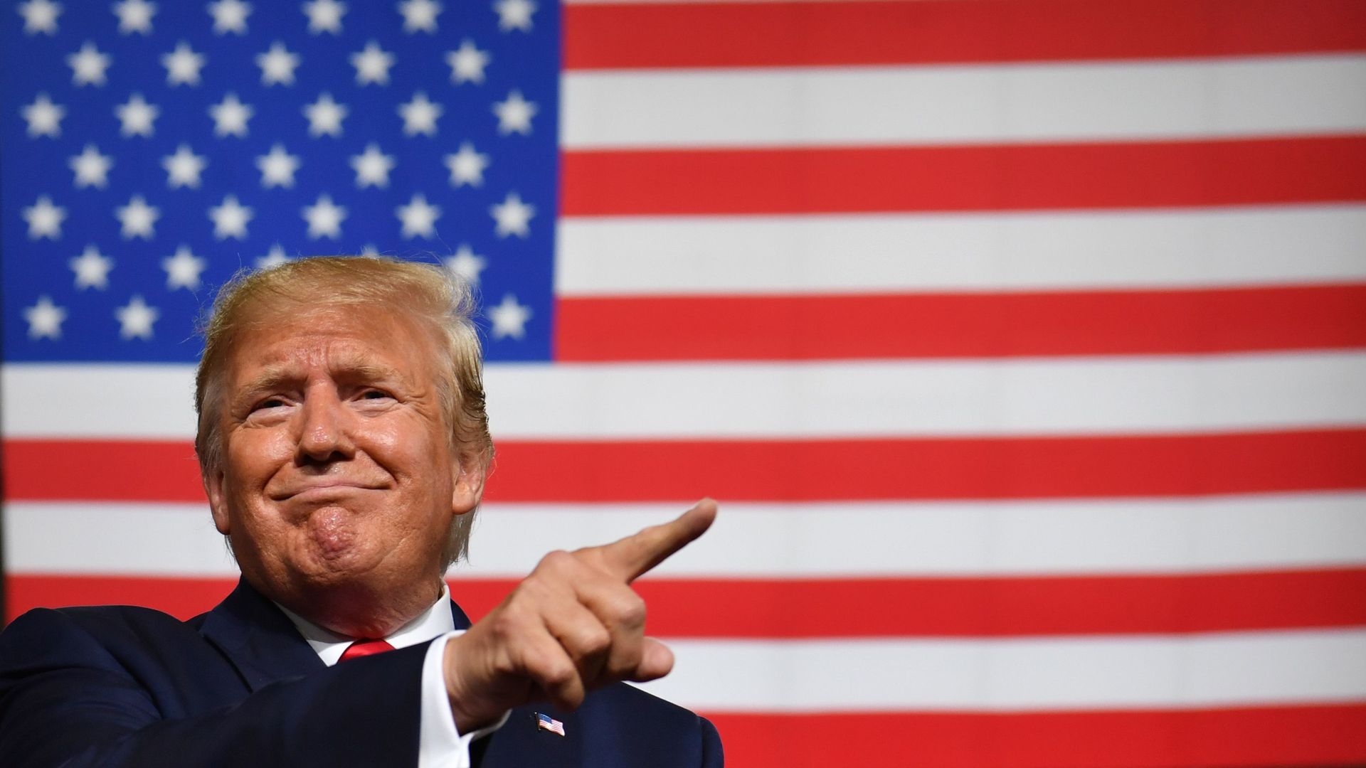 Trump speaks during a "Keep America Great" campaign rally at the SNHU Arena in Manchester