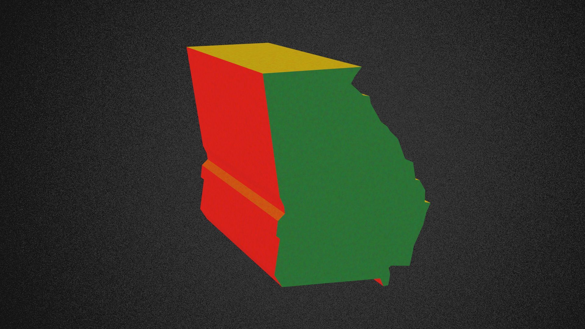 Illustration of the state of Georgia lit by red, green and yellow lights.