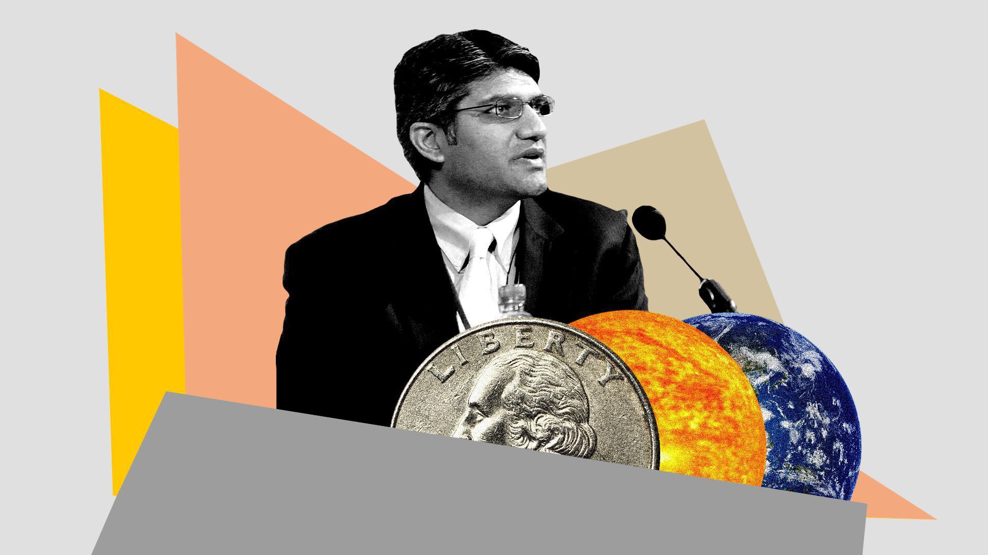 Illustration of the head of the Energy Department talking at a podium.