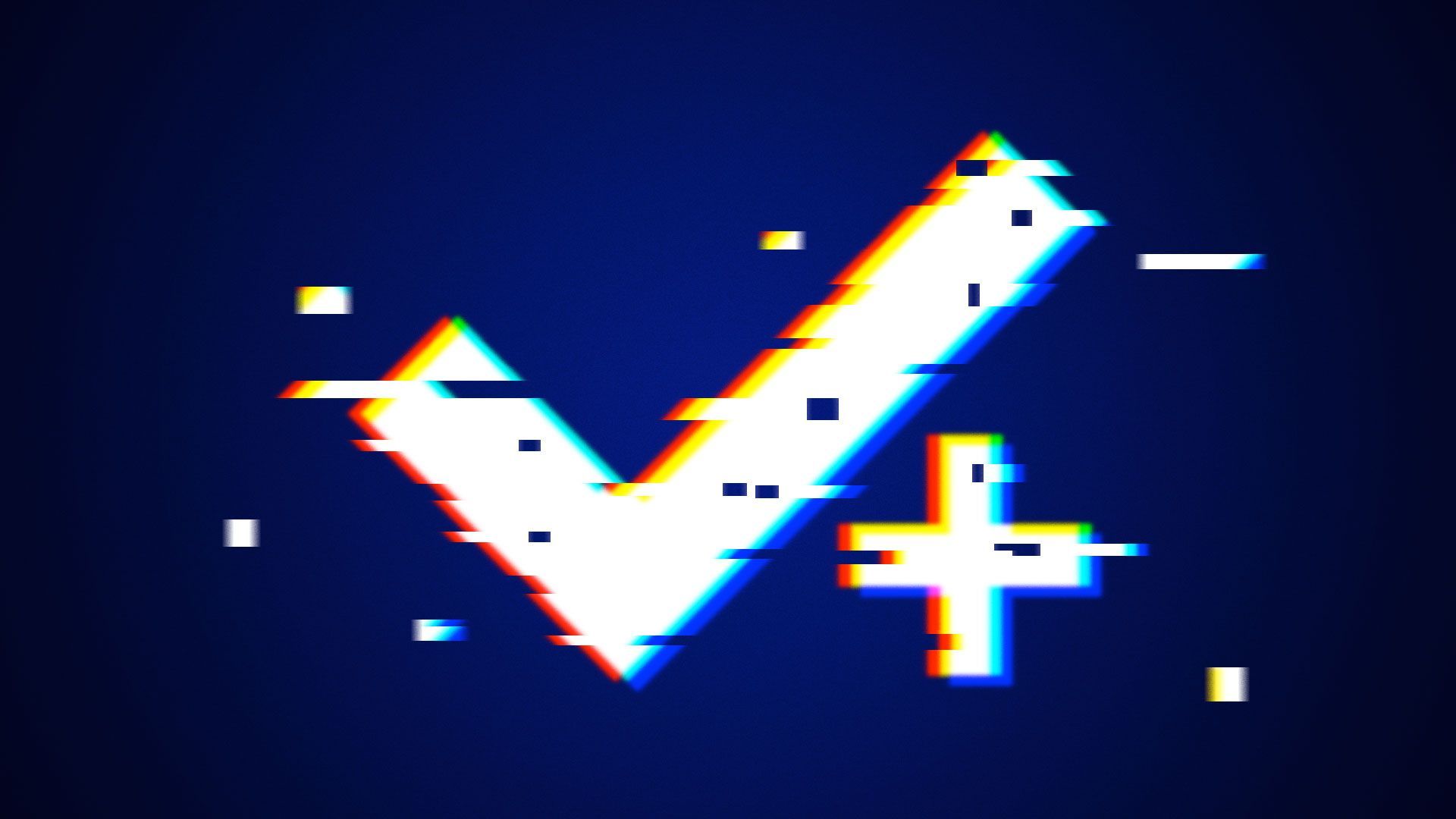 Illustration of glitched checkmark plus