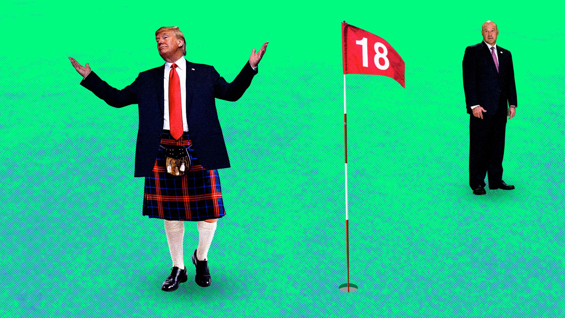 Trump and Gary Cohn on the 18th hole at Turnberry.