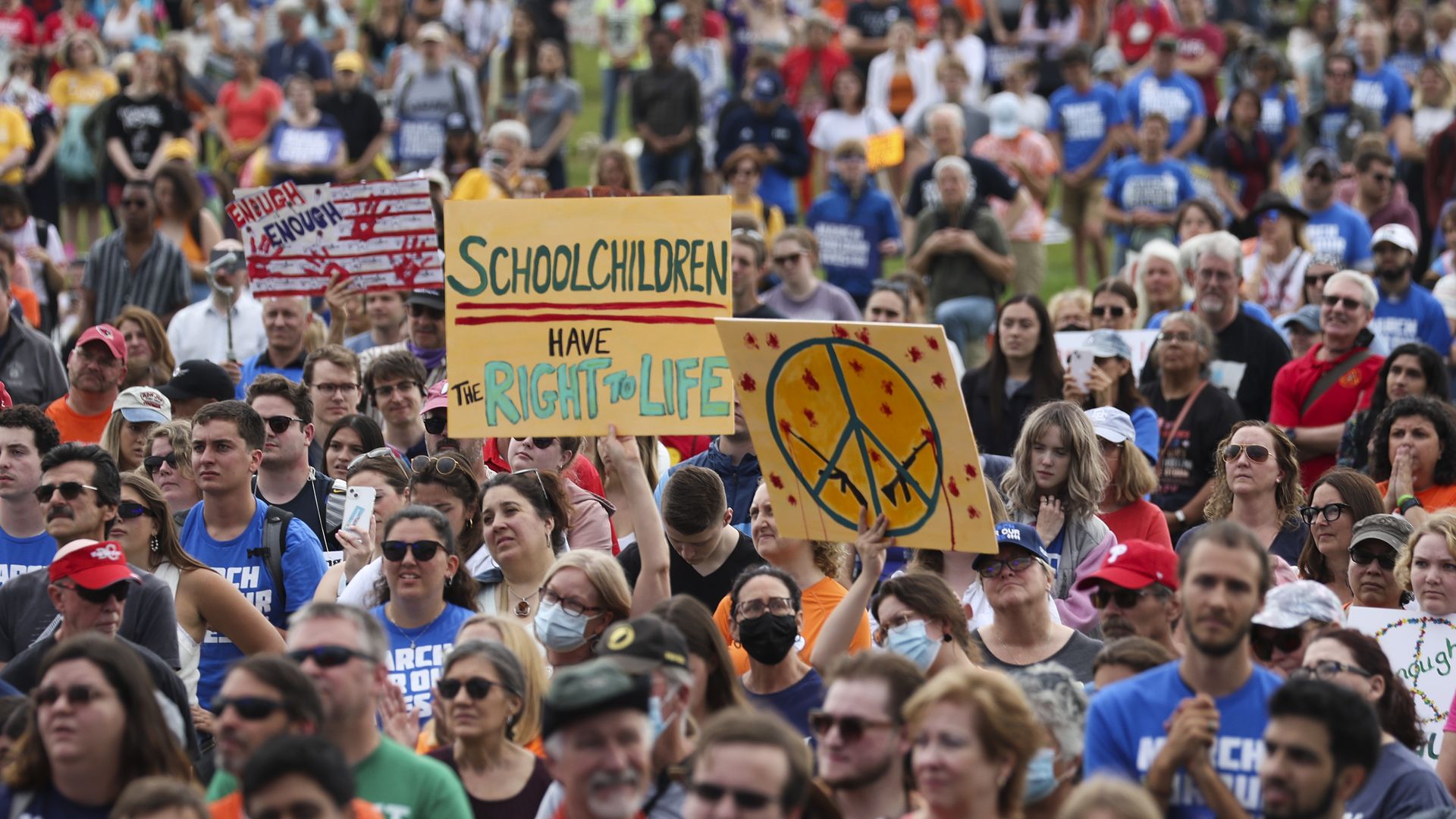 Demonstrators attend a March for Our Lives rally against gun violence on the National Mall
