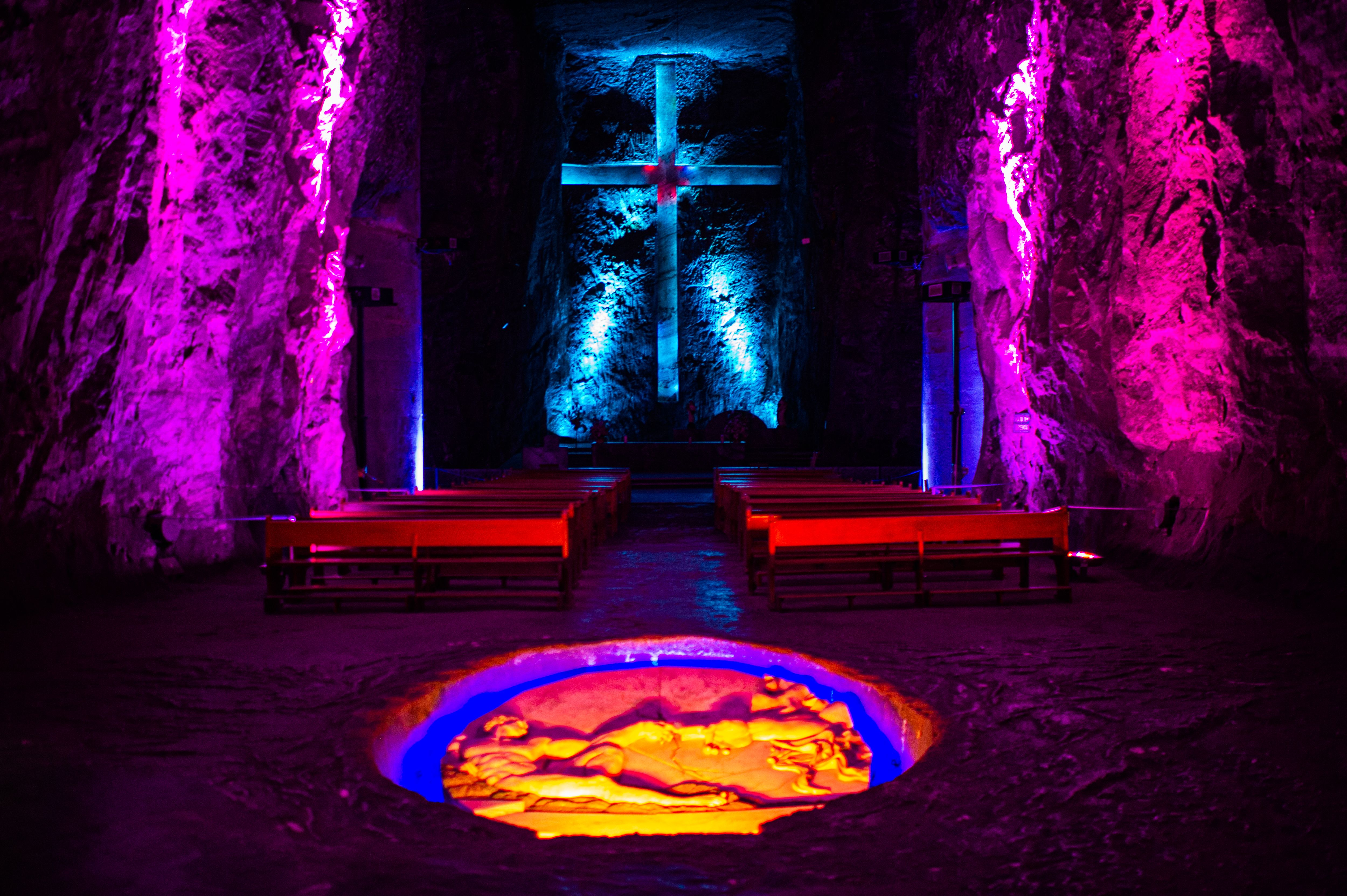 Salt Cathedral of Zipaquira in Colombia as the worlds largest underground Nativity Scene prepares for the Christmas season.