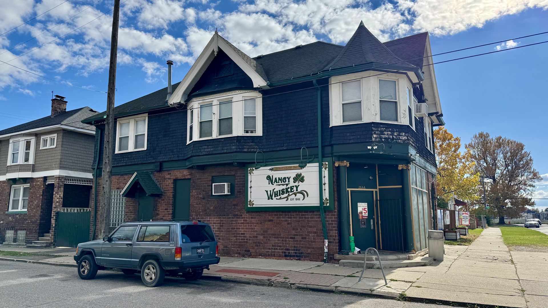 Nancy Whiskey's building exterior. It's an older building with bricks and a corner entrance.