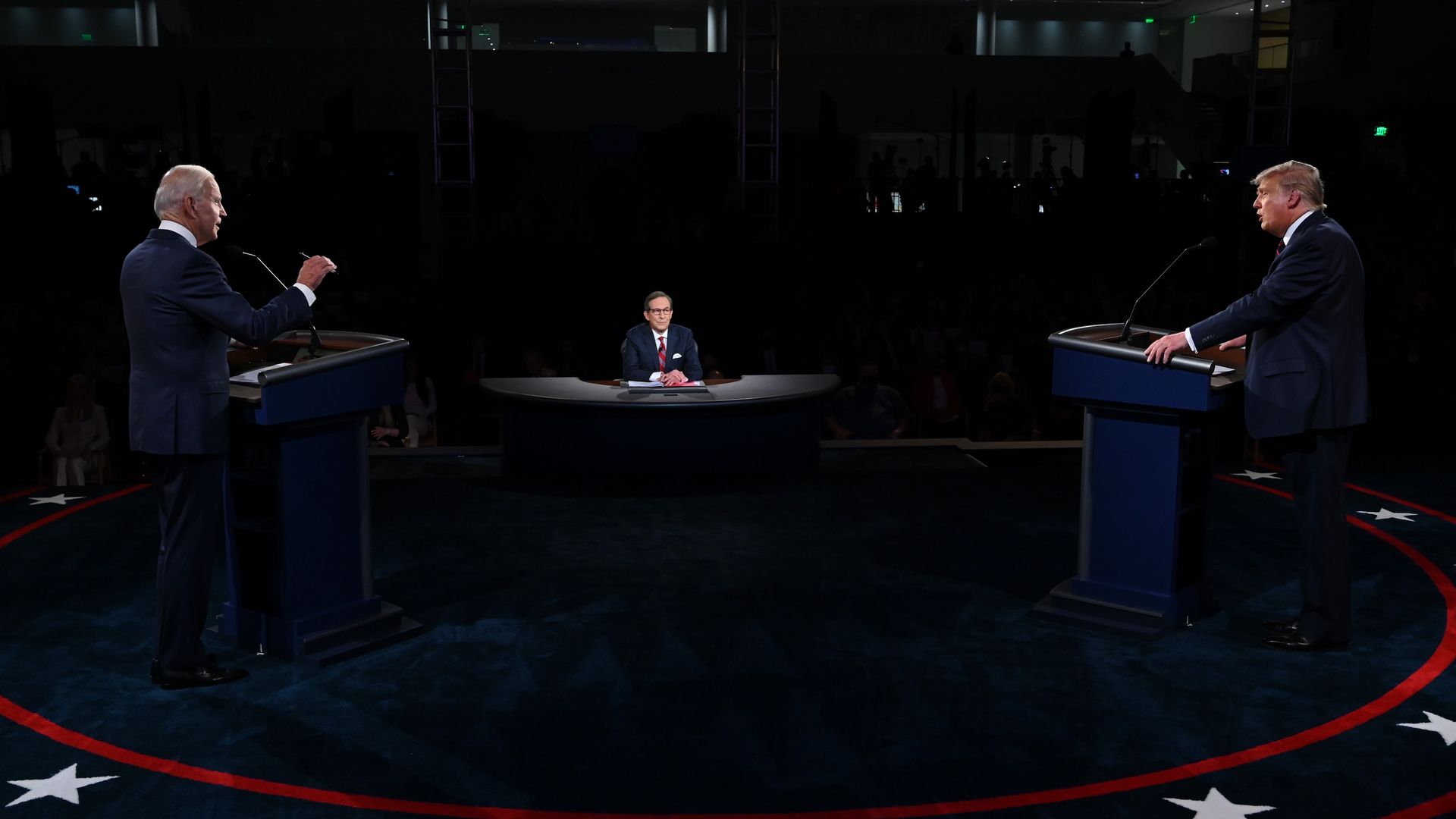 Donald Trump and Joe Biden at the first presidential debate on Sept. 29.