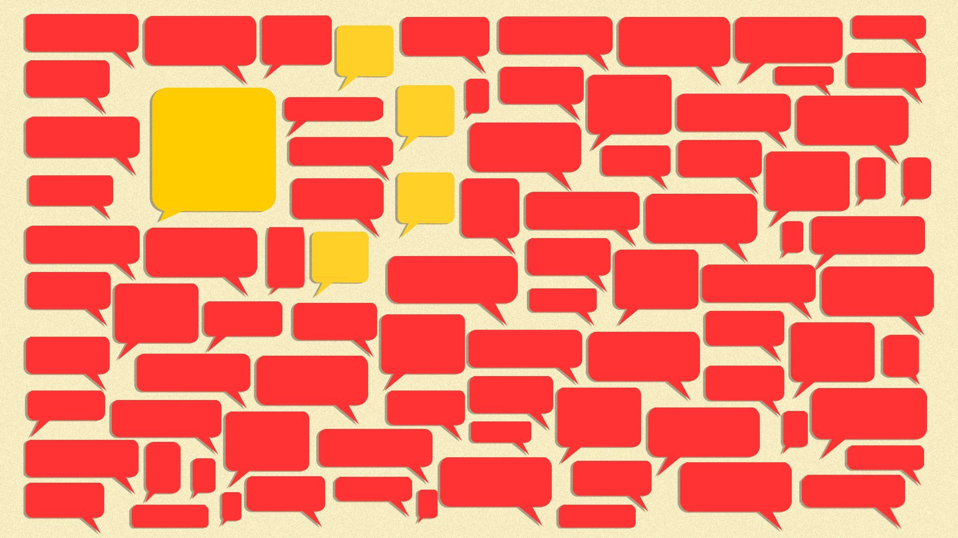 Illustration of the Chinese flag made from chat bubbles