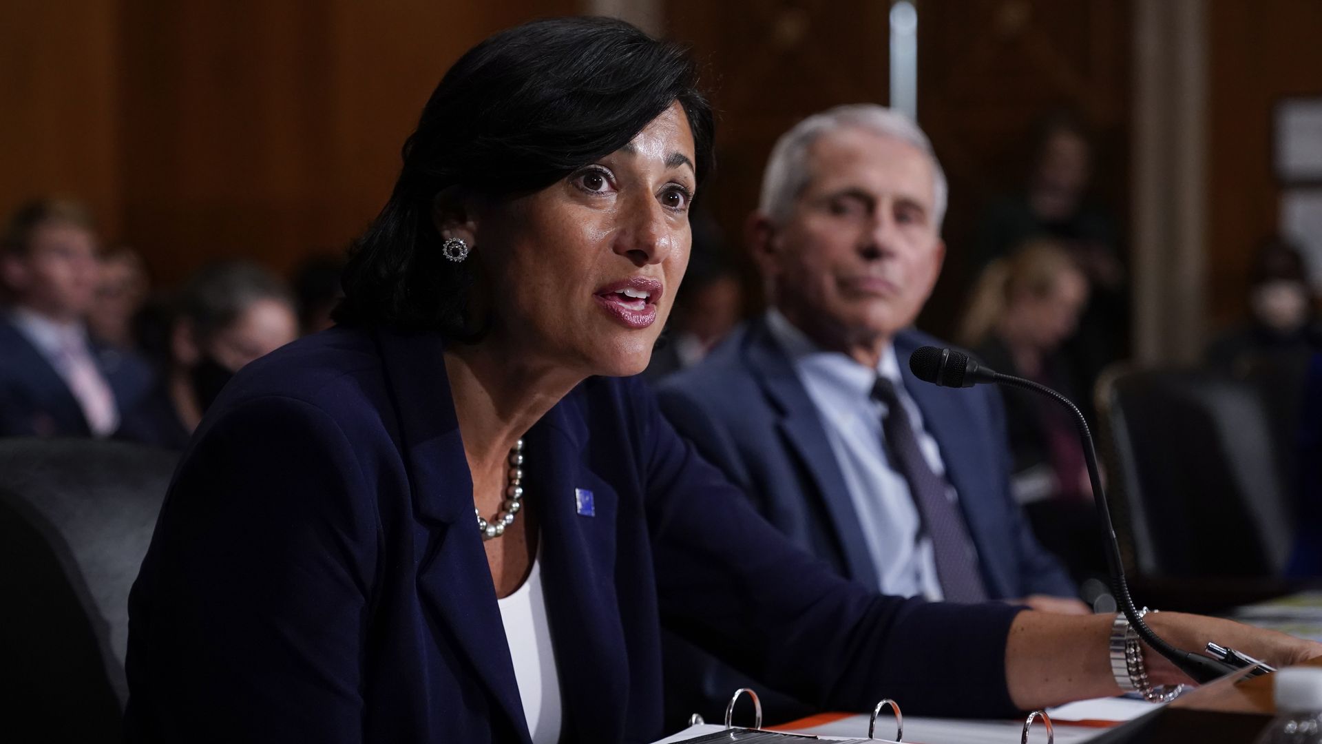 Rochelle Walensky, director of the CDC and top infectious disease expertAnthony Fauci at a Senate hearing in 2021.