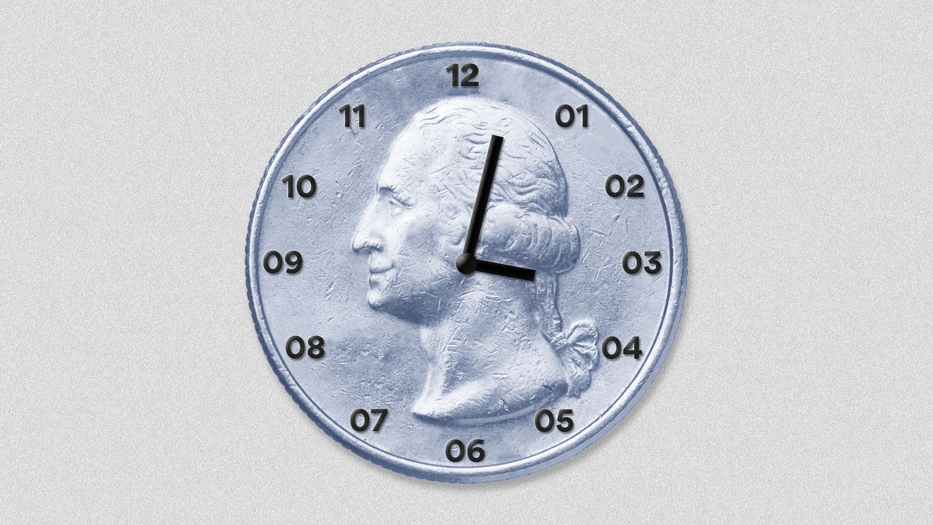 Illustration of a quarter as a clock