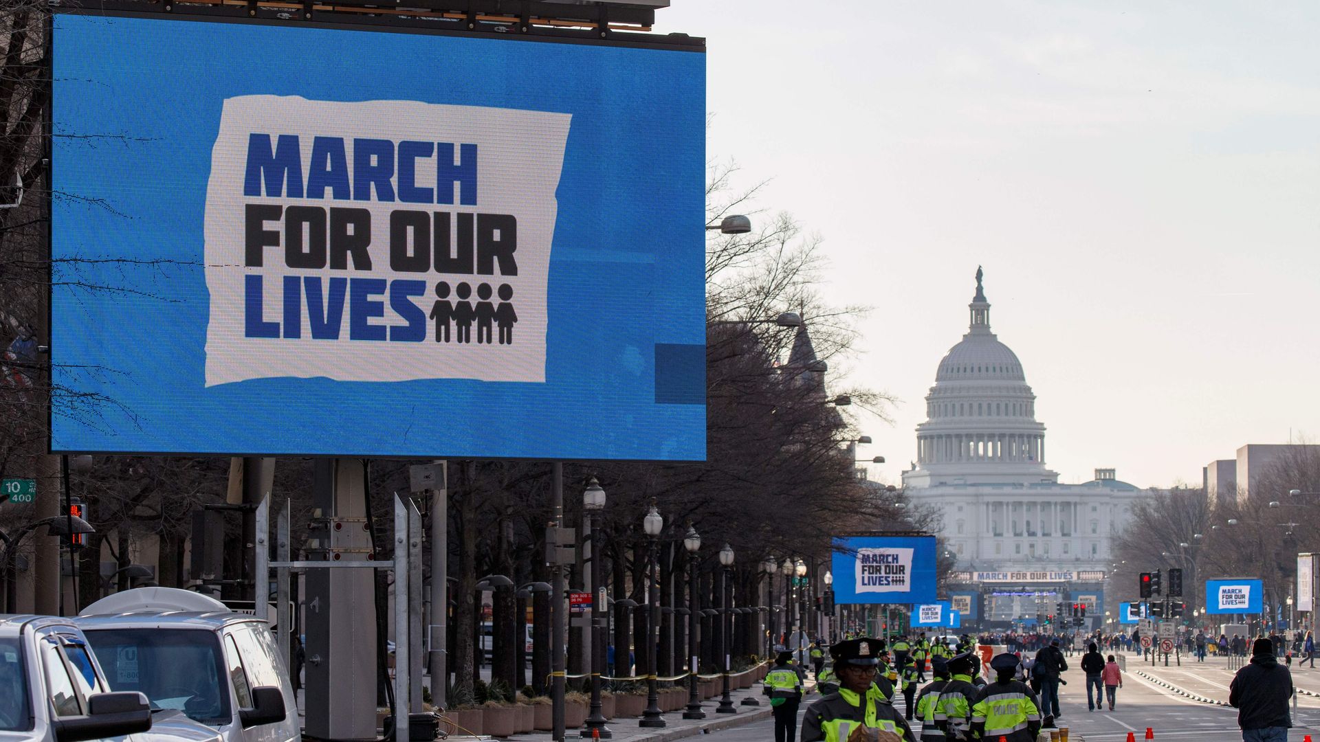 People arrive early for the March For Our Lives rally against gun violence in Washington, DC.